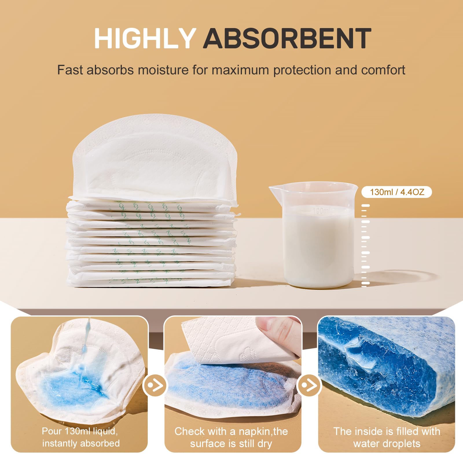 NCVI Disposable Nursing Pads - Super Absorbent & Leakproof Breast Pads for Breastfeeding Moms | Ultra Soft & Thin Nipple Pads (60 Count) | Perfect for Daytime Comfort & Nighttime Protection