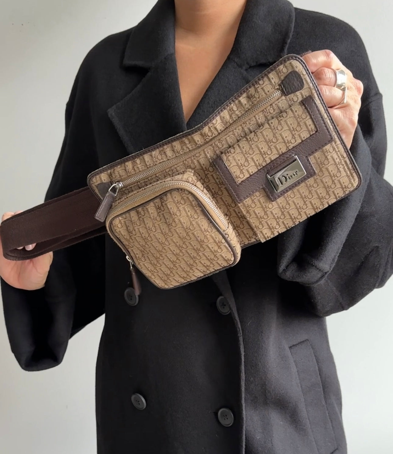 Dior Street Chic Trotter Jacquard Belt Bag for Women - Luxury Crossbody Fanny Pack with Adjustable Strap - Perfect for Travel, Shopping & Everyday Use