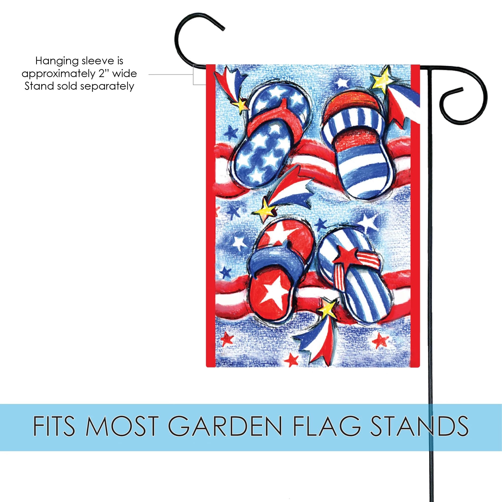 Toland Home Garden 112608 USA Patriotic Double-Sided Summer Flip Flops Garden Flag - 12x18 Inch Outdoor Yard Decoration for House, Porch & Patriotic Holidays