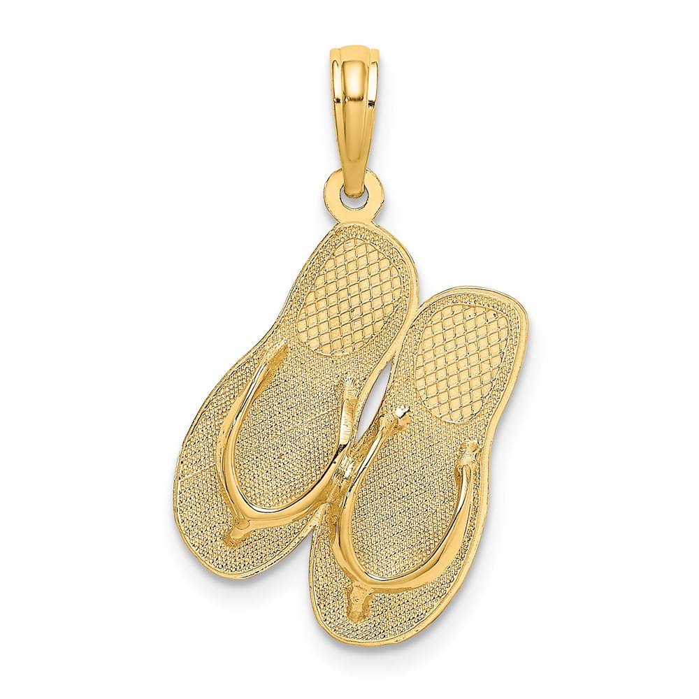 14K Yellow Gold Sarasota Florida Flip-Flops Pendant - Beach Jewelry for Women, Summer Vacation Gift, Tropical Style Necklace Charm