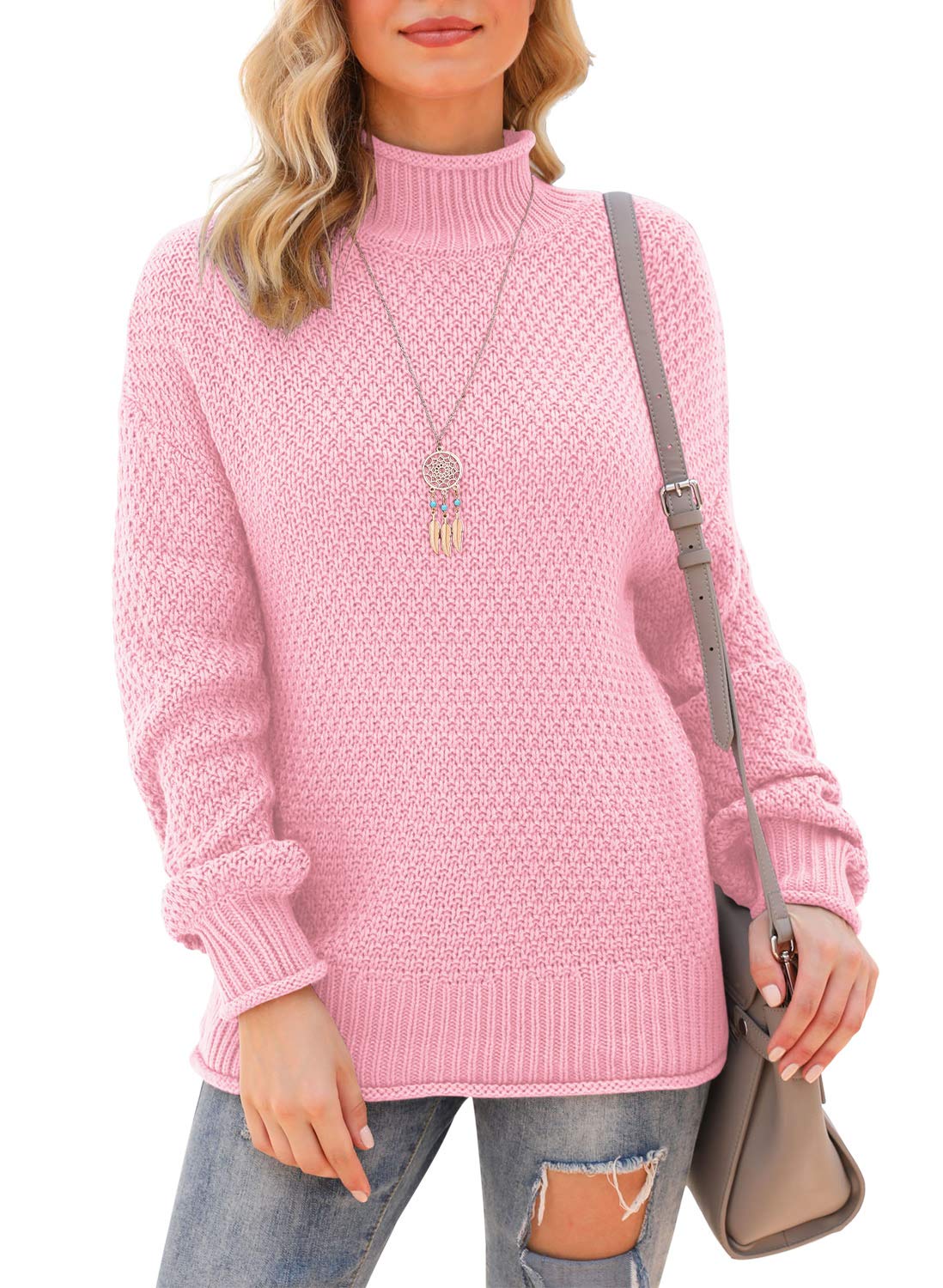 Jouica Women's Oversized Turtleneck Sweater - Batwing Long Sleeve Loose Knit Pullover Jumper | Warm Winter Fashion for Casual Outfits & Office Wear