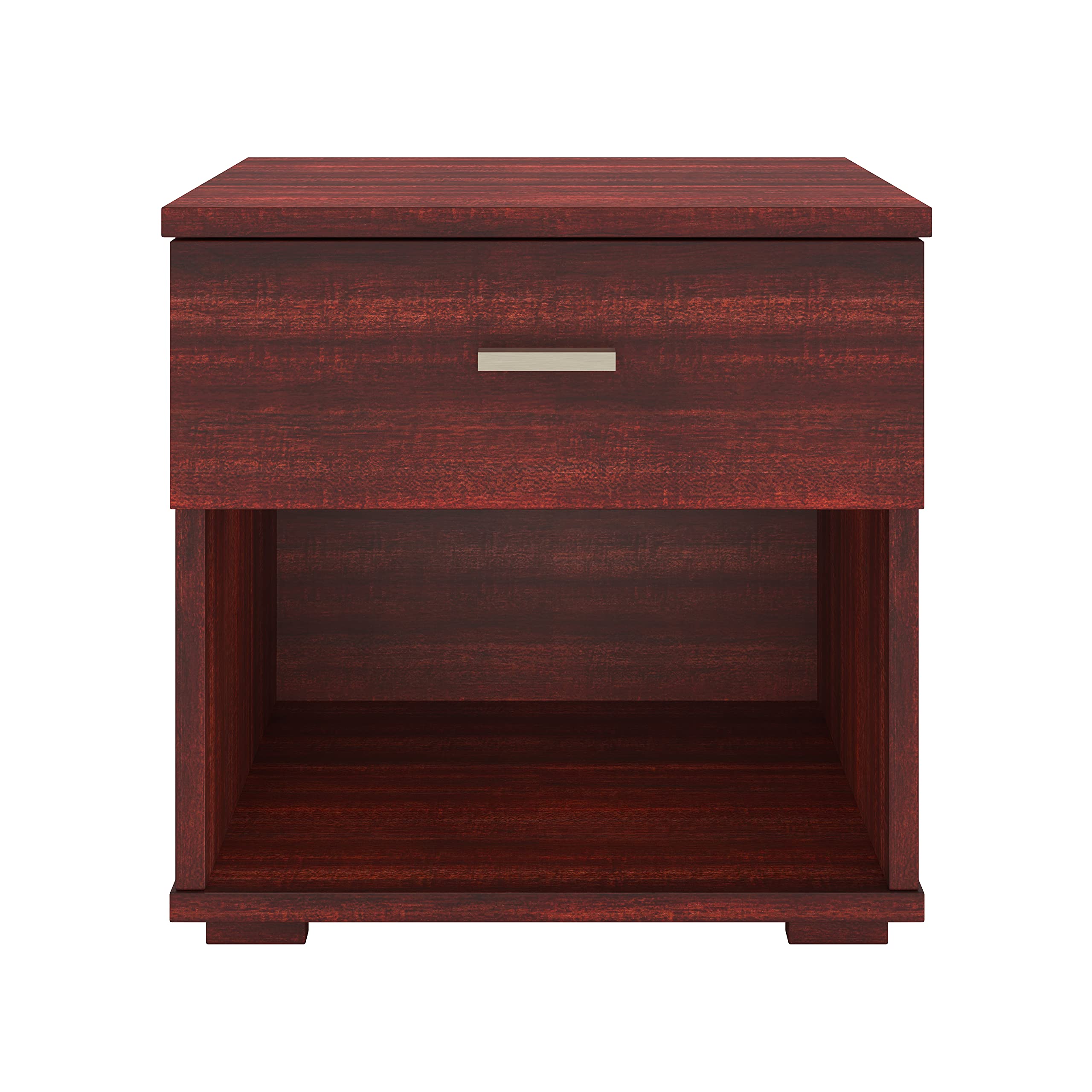 Boyd Sleep Novara Nightstand - Modern Cherry Wood Bedside Table with Deep Drawers & Euro Glides | Perfect for Bedroom Storage & Contemporary Home Decor