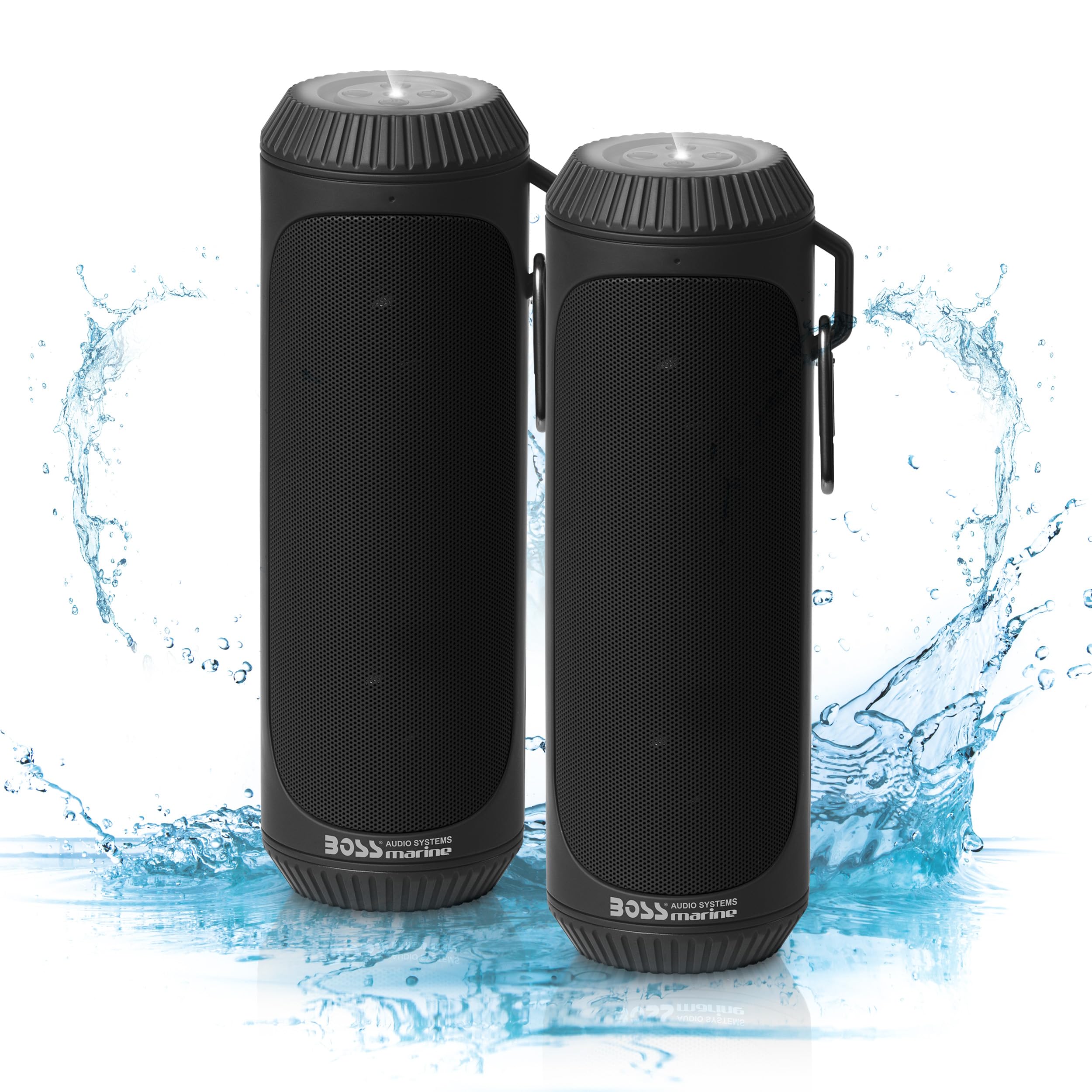 Boss BOLTBLK Wireless Bluetooth Speaker - Portable Waterproof Speaker with Powerful Bass, Black (Pair) - Perfect for Outdoor Adventures, Beach Parties & Home Entertainment