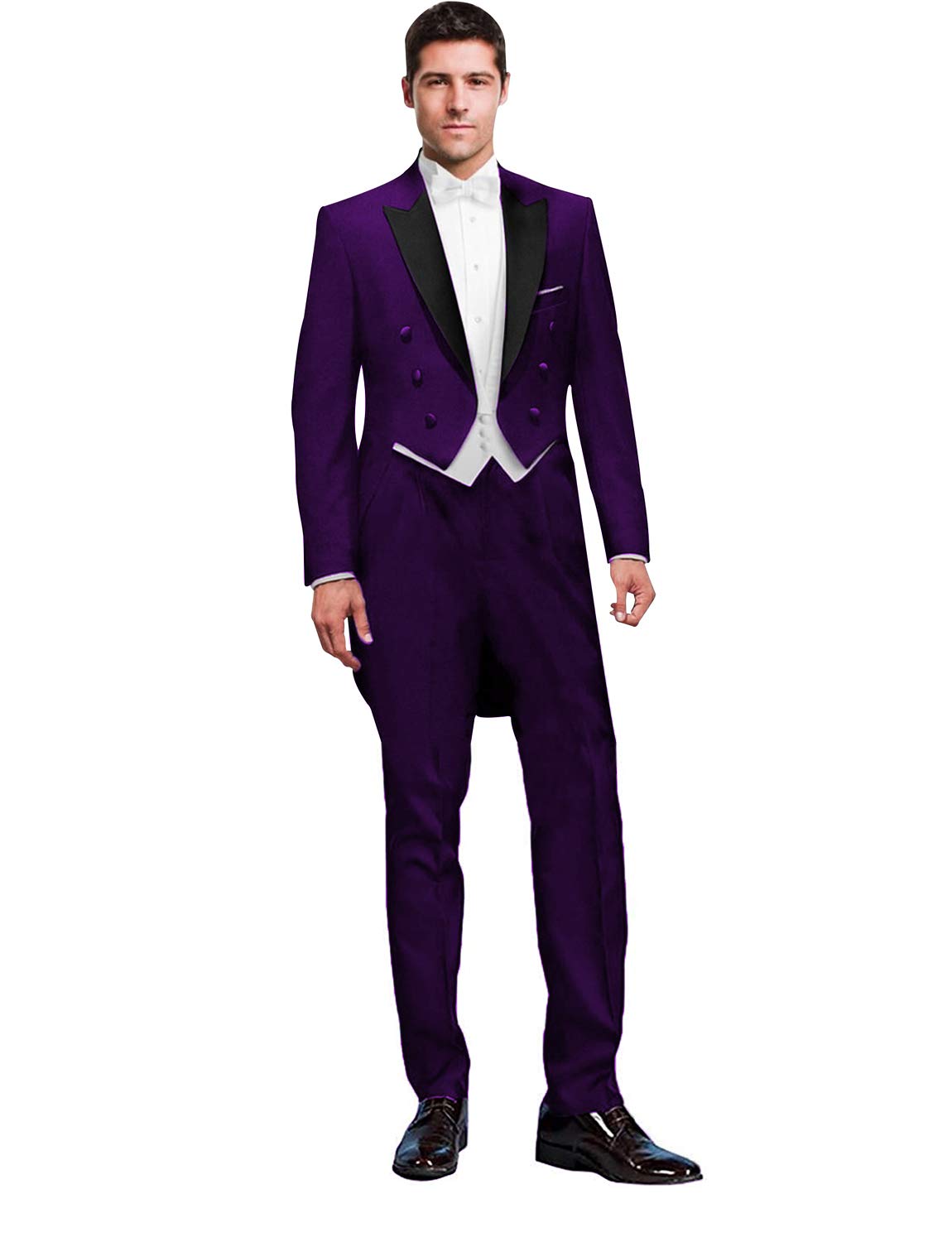 Men's 3-Piece Tailcoat Suit Set - Double Breasted Formal Tuxedo Jacket, Vest & Pants for Wedding, Prom & Black Tie Events | Premium Party Attire