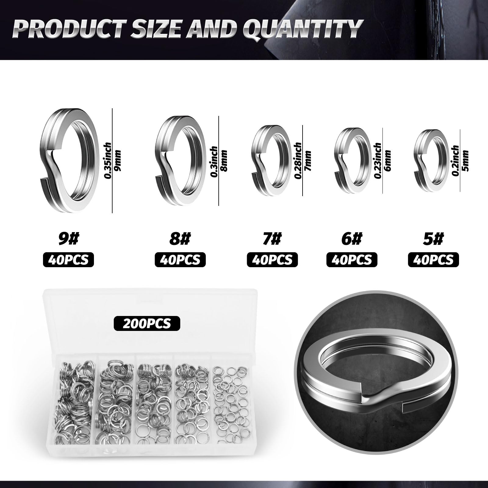Waltool 311Pcs Fishing Split Rings & Hook Kit with Pliers - 5 Sizes Lure Connectors & 6 Sizes Carbon Steel Triple Hooks for Freshwater & Saltwater Fishing - Perfect for Bass, Trout, and Saltwater Anglers