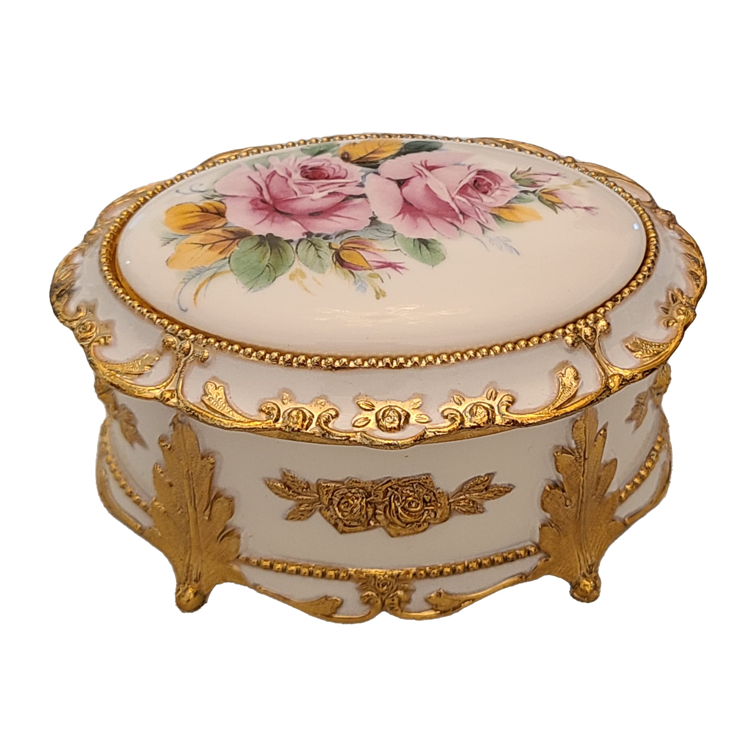 Elegant Floral Music Jewelry Box with Oval Design - Plays 'Candle in the Wind' | Perfect for Gift Giving, Home Decor & Jewelry Storage