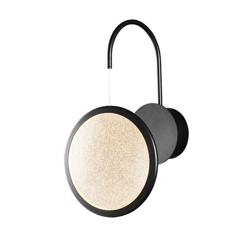 Arago Round Glass 7W Tri-Color LED Black Wall Light - Modern Indoor/Outdoor Lighting for Living Room, Bedroom, or Patio