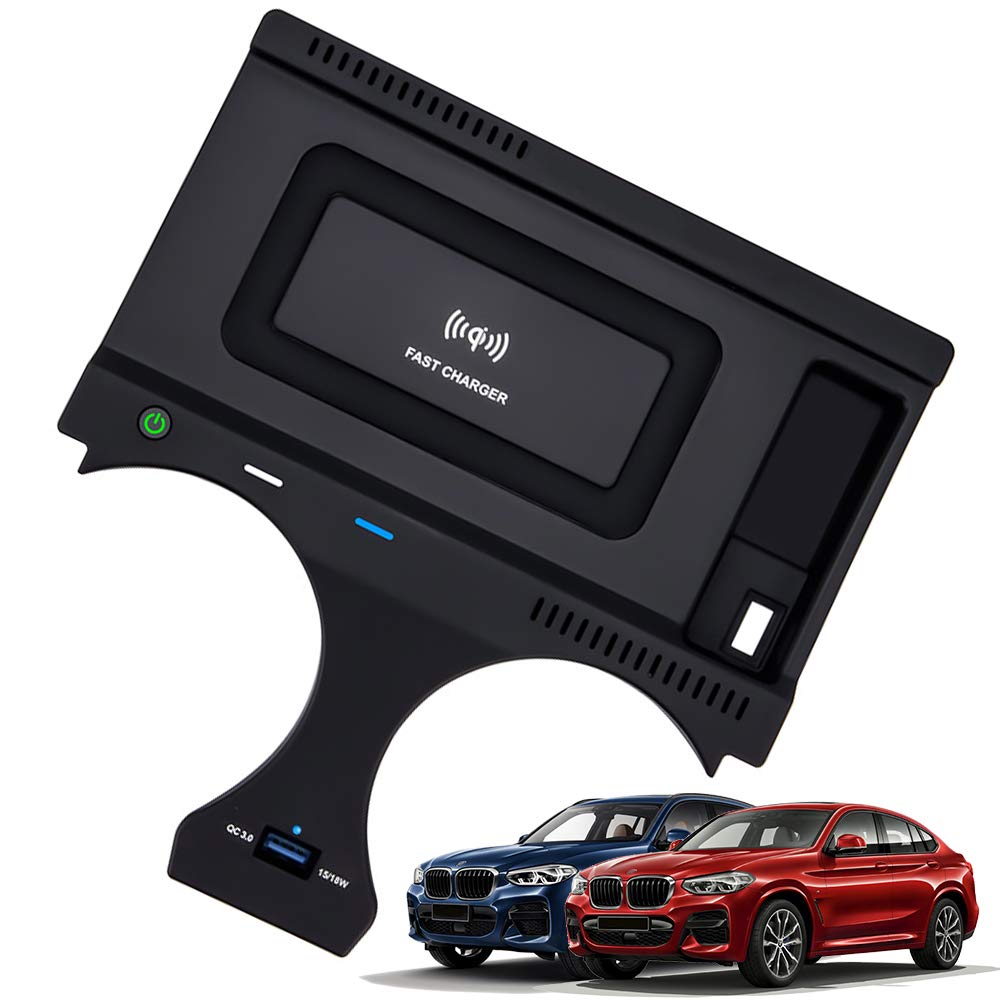 Fast Wireless Car Charger for BMW X3 X4 (2018-2021) - 10W Qi-Certified Charging Pad with 18W USB Port - Compatible with iPhone, Samsung Galaxy & LG Phones - Perfect for Commuting, Road Trips & Hands-Free Charging