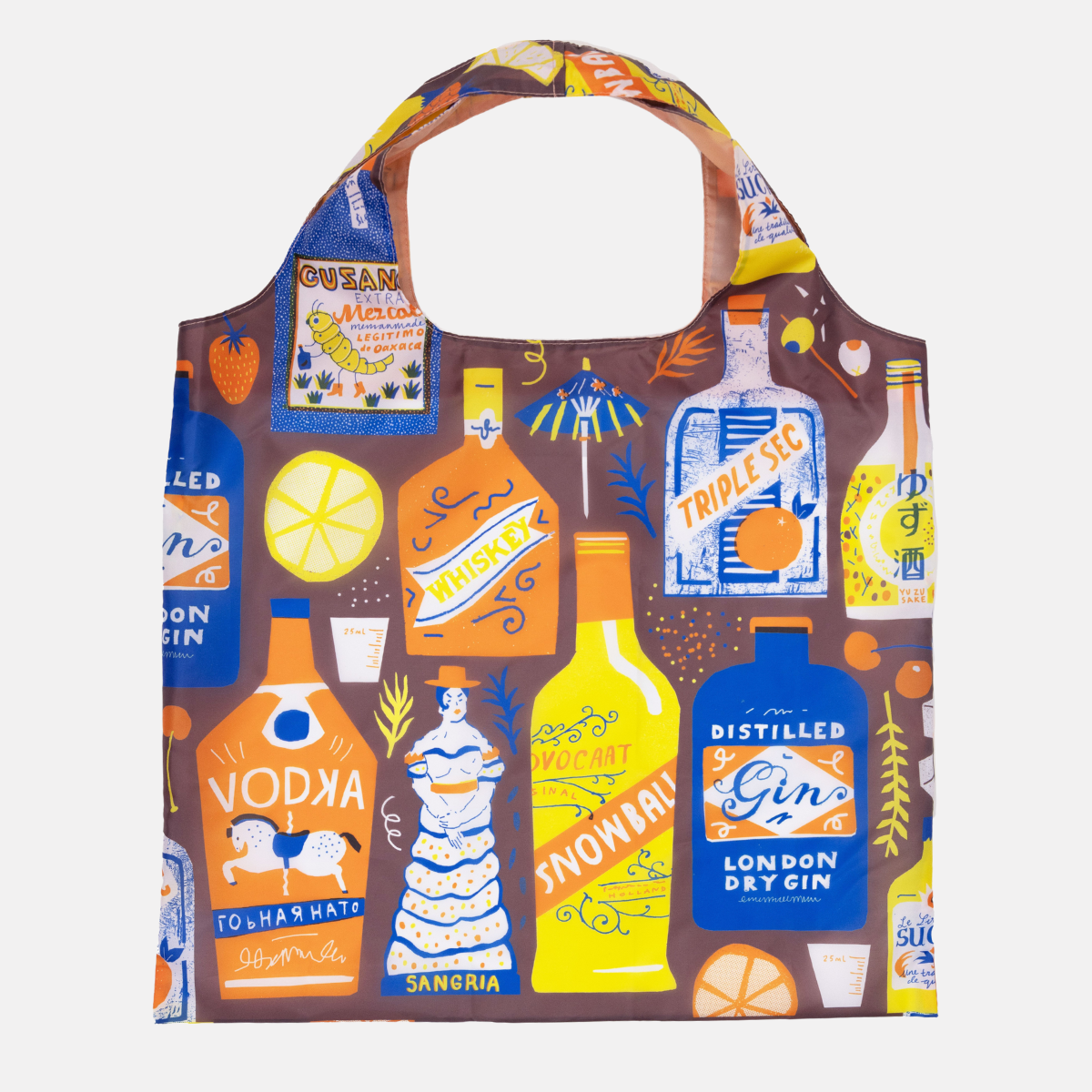 The Printed Peanut Cocktail Art Sack - Reusable Grocery Tote Bag for Shopping, Beach & Picnic - Eco-Friendly Canvas Tote with Stylish Cocktail Design