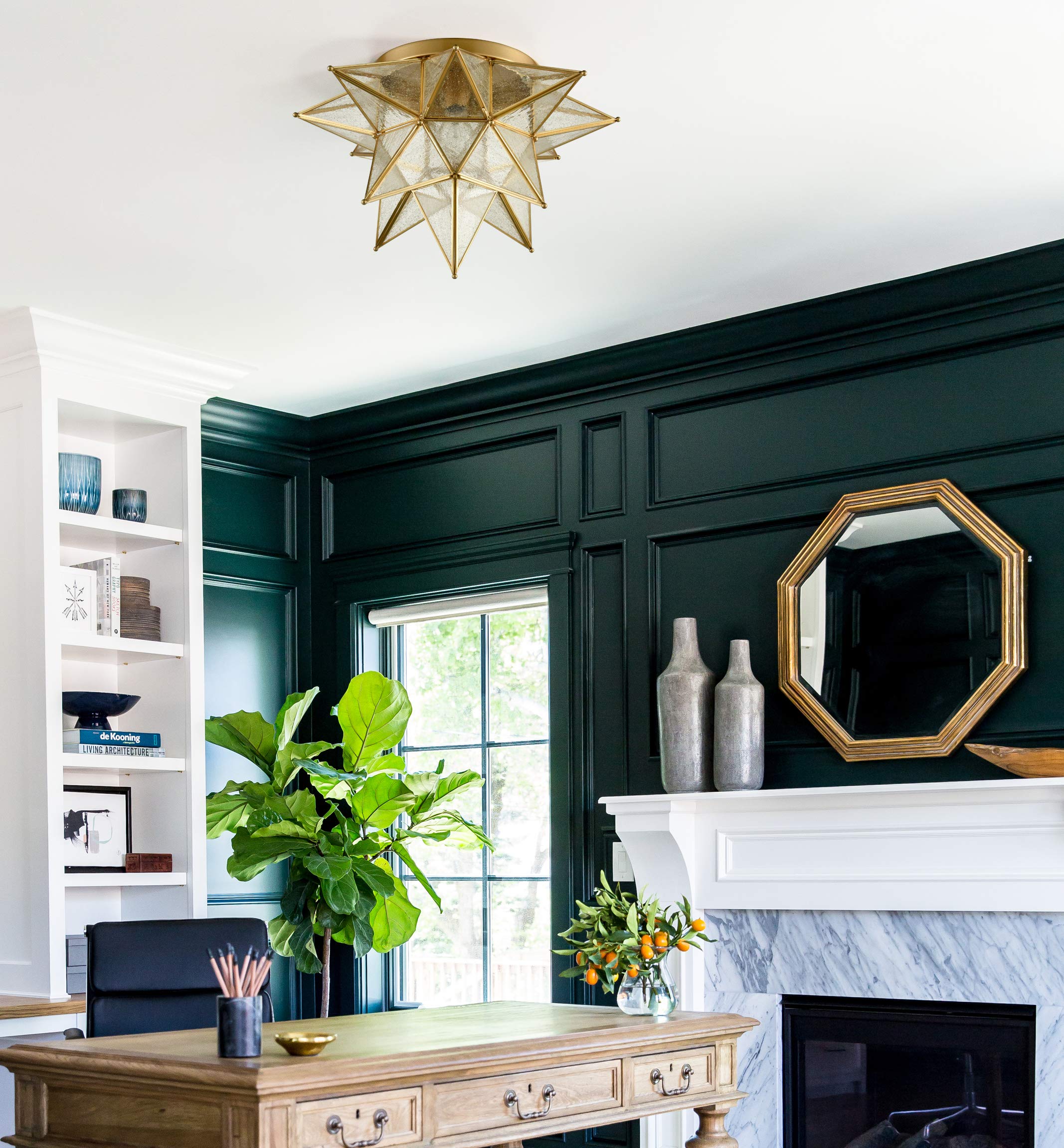 DAYCENT 18 Inch Modern Moroccan Seeded Glass Brass Moravian Star Flush Mount Ceiling Light Fixture - Perfect for Kitchen, Dining Room, Bedroom & Hallway Lighting