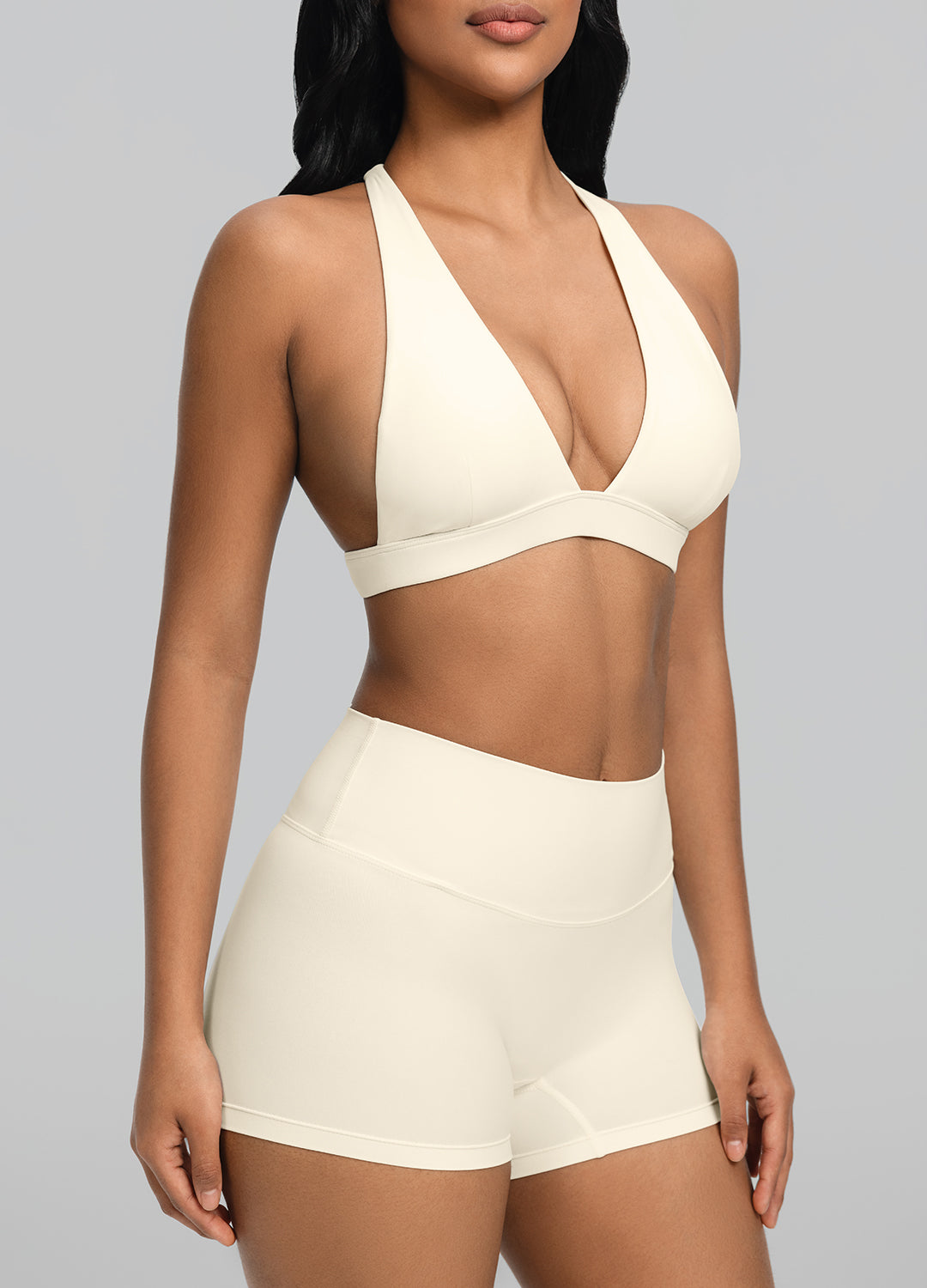 Plunge Neck Bra Top for Women - Comfortable Seamless Sports Bra with Support - Perfect for Yoga, Gym & Everyday Wear