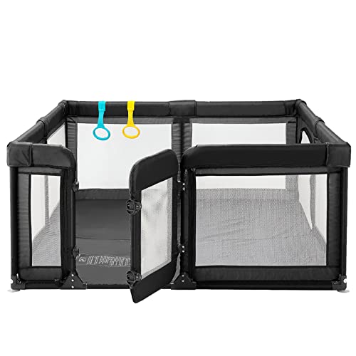 **Large Baby Playpen with Door - Safe Play Yard for Babies & Toddlers | Indoor & Outdoor Play Center, Baby Fence, Kids Play Area (Black) - Perfect for Home, Nursery, Daycare & Backyard**
