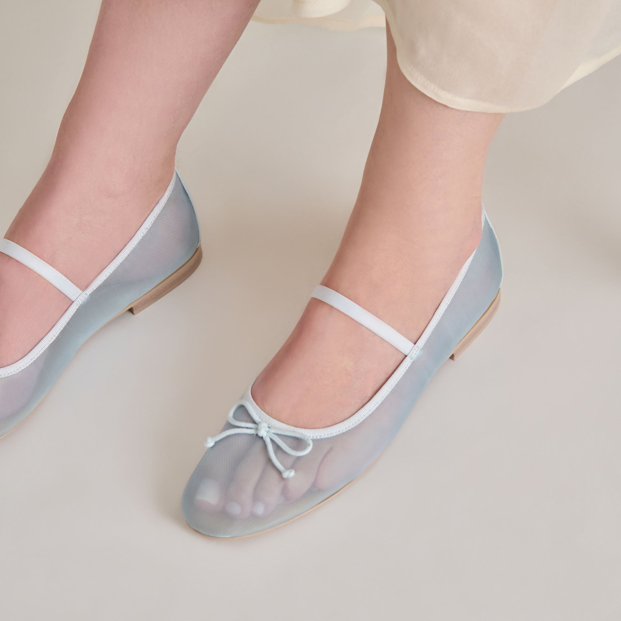 Cadel Ballet Flats for Women - Ice Blue Mesh Comfortable Slip-On Shoes for Casual Wear, Office & Dance