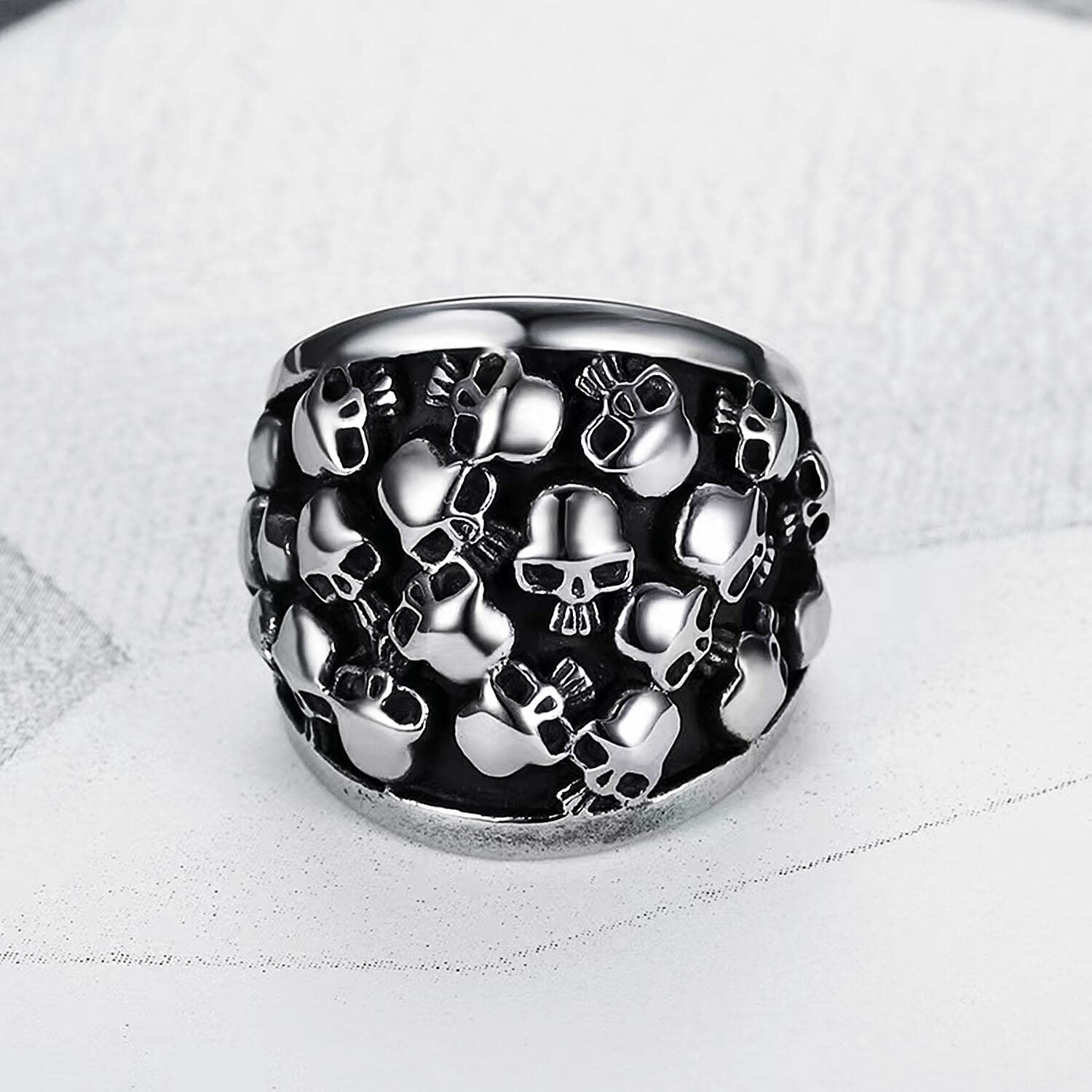 Men's Skull Ring - 316L Stainless Steel Gothic Punk Jewelry for Bikers & Parties