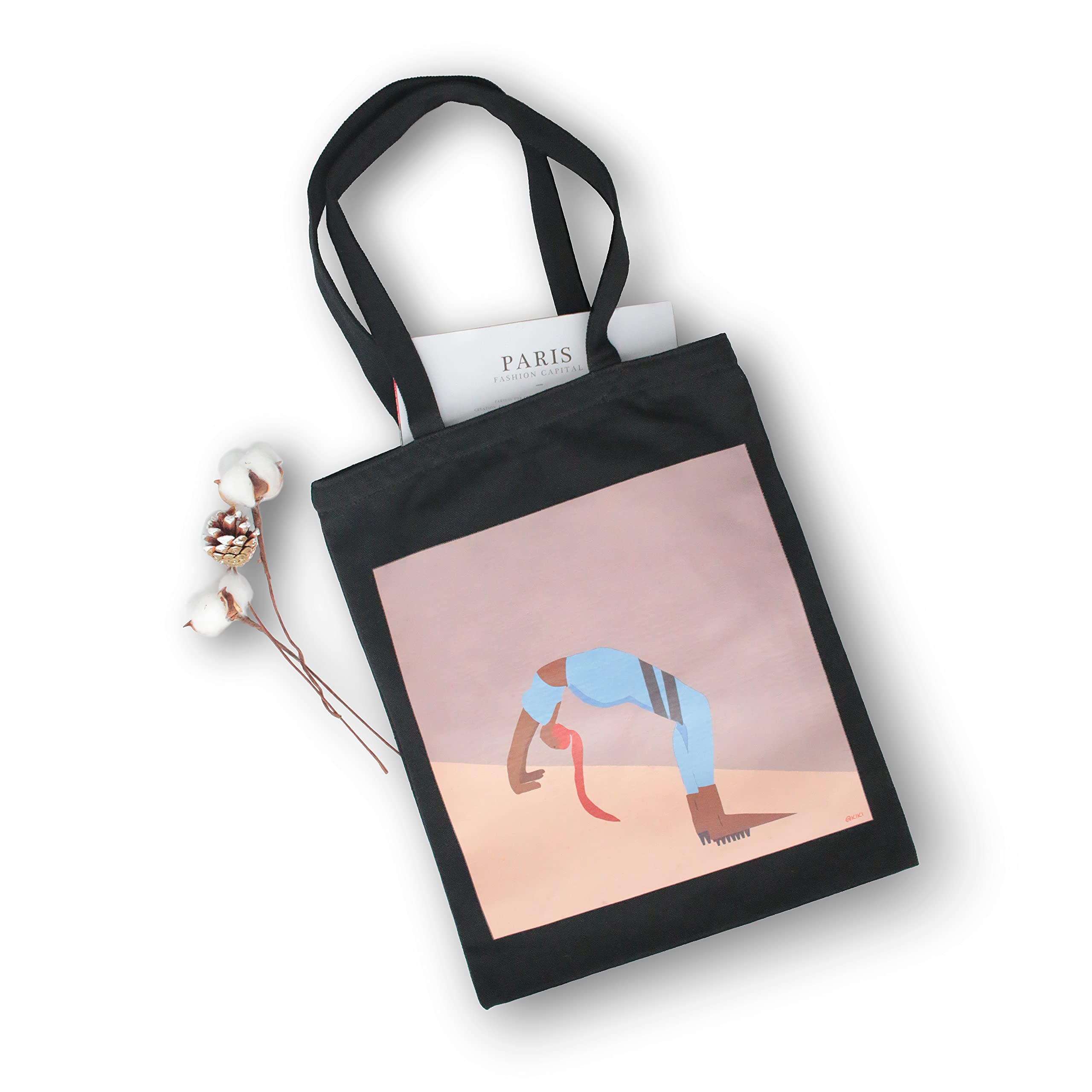KKTree Original Canvas Tote Bag - Durable Reusable Shopping Bag for Gym, Yoga, Swim, Beach & Travel - Perfect for Work, School, Book Weekender & Daily Use - Eco-Friendly Black Tote Bag