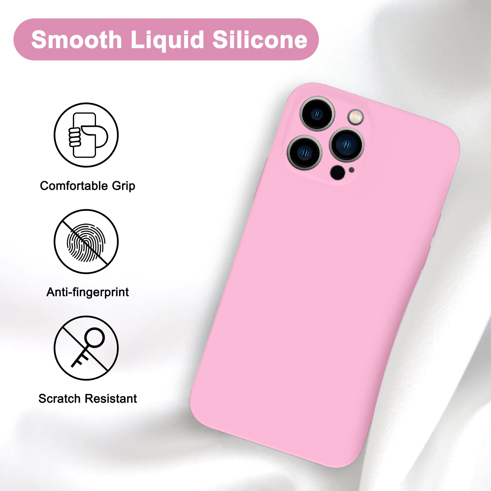 Premium Liquid Silicone Case for iPhone 13 Pro Max (6.7 Inch) - Shockproof Full Body Protection with Soft Microfiber Lining - Stylish Pink Phone Cover | Perfect for Everyday Use, Travel & Outdoor Activities