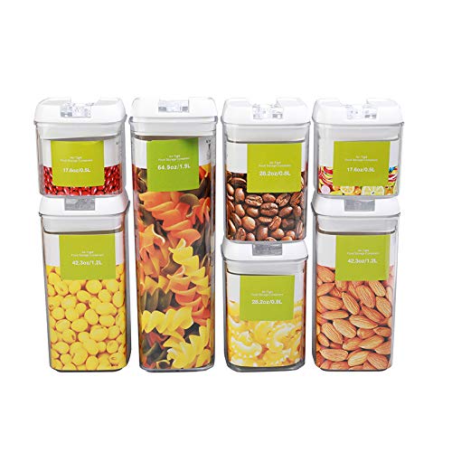 ORGANIX 7-Piece Airtight Food Storage Containers Set with Lids - BPA Free Plastic Kitchen & Pantry Organizers for Flour, Pasta, Cereal & Dry Food - Includes Labels & Marker - Perfect for Meal Prep, Baking & Bulk Food Storage