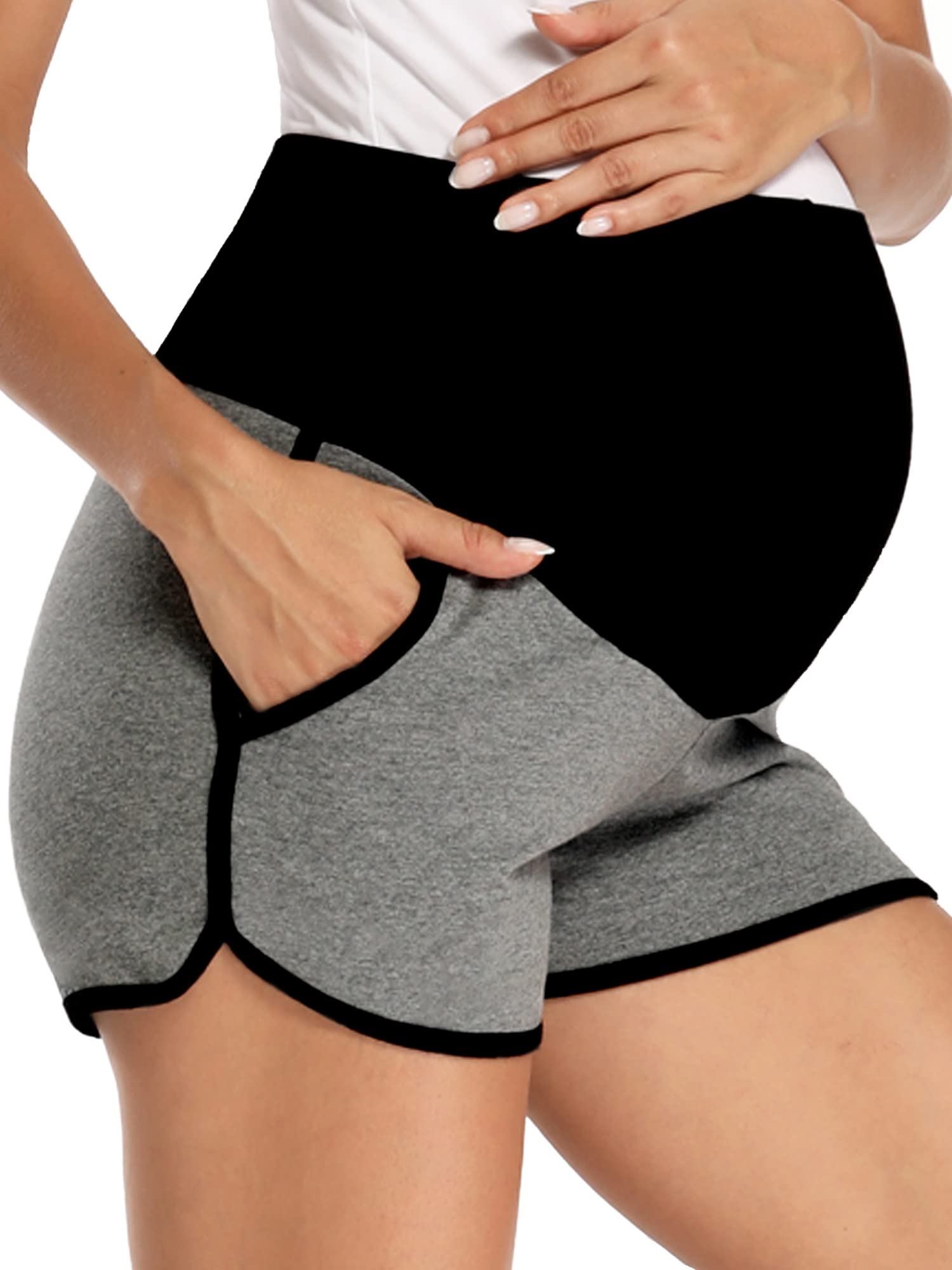 PACBREEZE Women's Maternity Shorts - Over Belly Pregnancy Lounge Pajama Shorts for Workout, Running & Casual Wear | Soft Summer Maternity Shorts for Comfortable Sleep, Exercise & Everyday Use