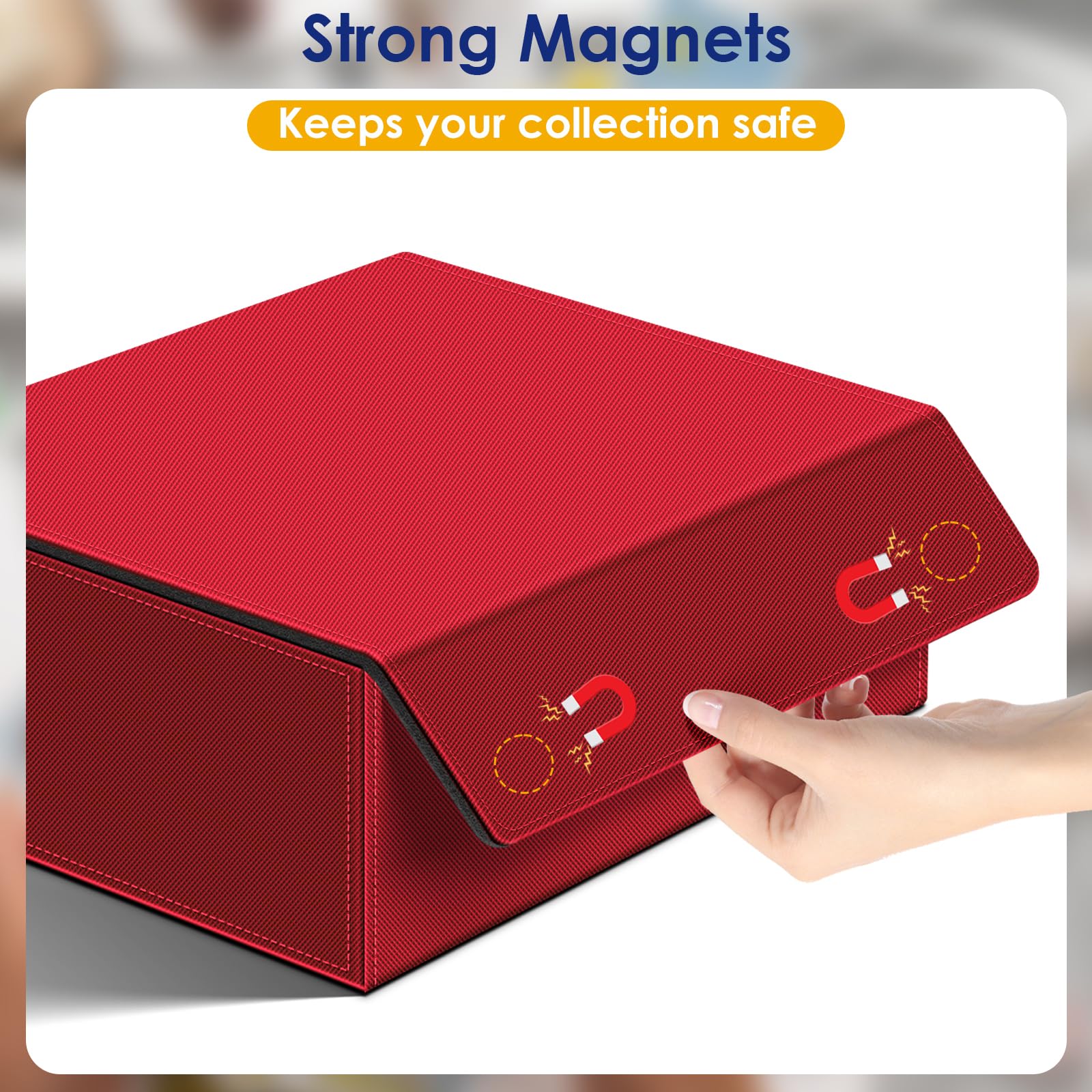 Premium 1800+ Trading Card Deck Case with Magnetic Closure - Durable Card Holder for YuGiOh, MTG, Pokemon & Sports Cards (Red & Black) - Perfect for Collectors, Tournaments & Storage