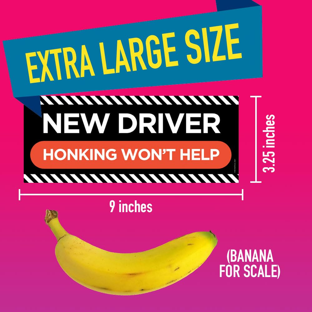 Rio Salto 3-Pack Large Reflective Car Magnets - 'Please Be Patient' & 'Student Driver' Funny Magnetic Bumper Accessories for New Drivers, Rookie Prank Gifts | Perfect for Learner Vehicles, Safety Awareness & Humorous Road Scenes