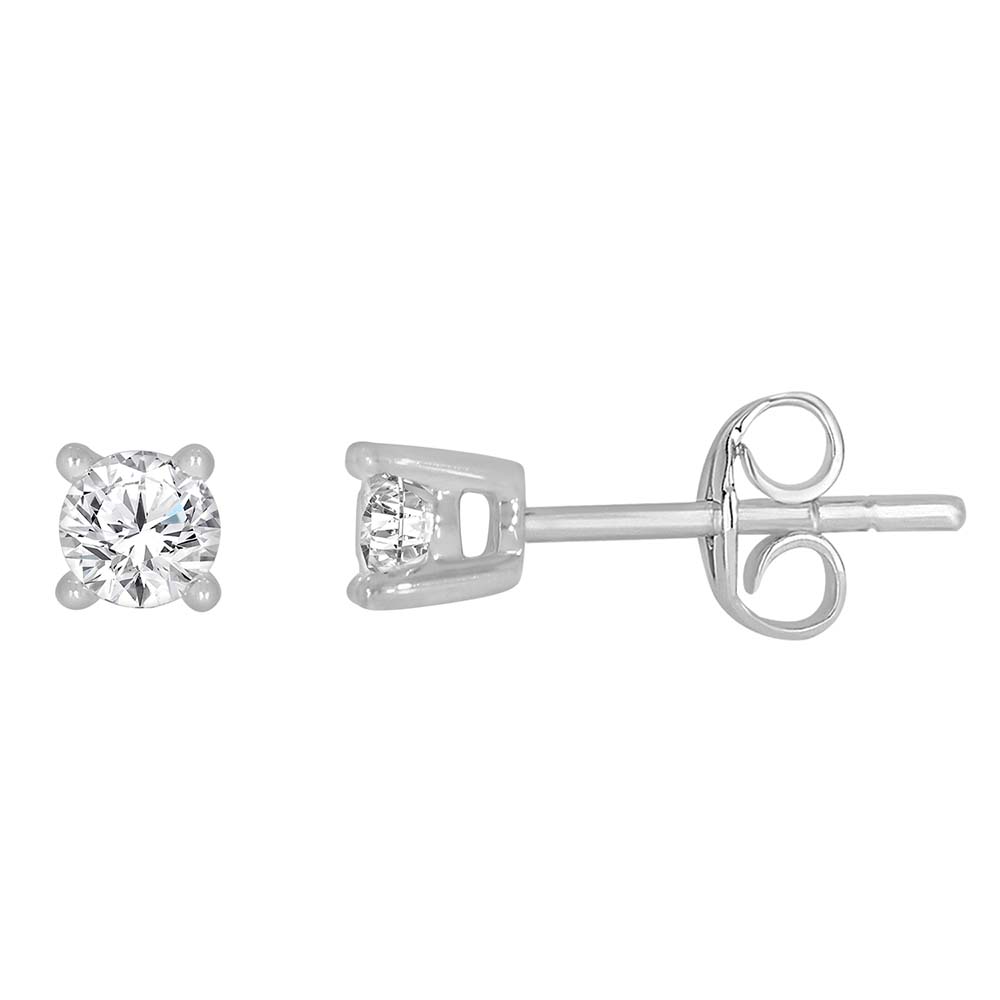 9ct White Gold 1/4 Carat Diamond Stud Earrings for Women - Elegant Everyday & Wedding Jewelry Gift