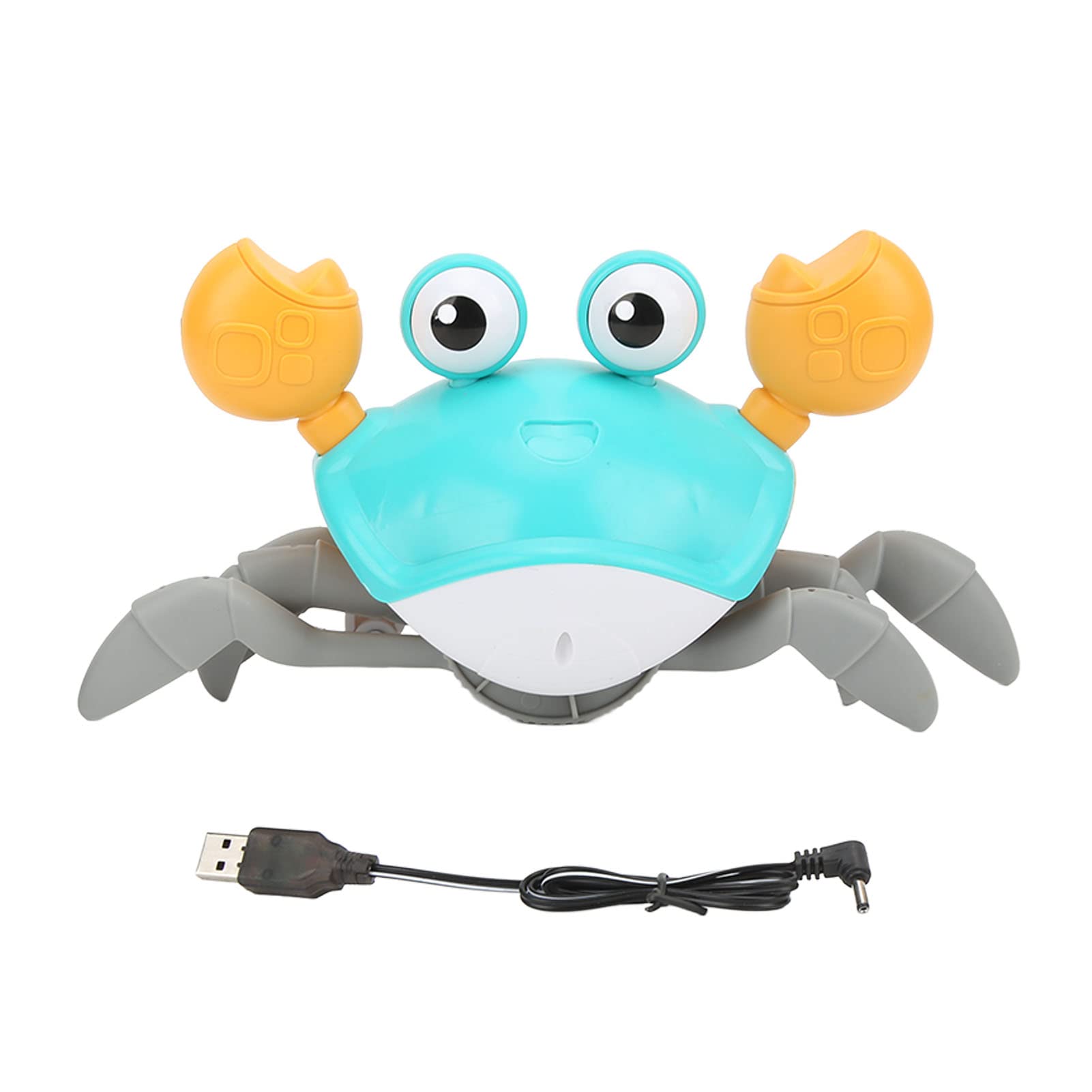 **Automatic Wind-Up Octopus & Crab Bath Toy for Kids - USB-Powered Amphibious Crawling Toy with Music & LED Lights - Obstacle Avoidance - Fun Water & Floor Play for Ages 3+ (Blue) - Perfect for Bathtime, Pool Parties & Indoor Playtime**