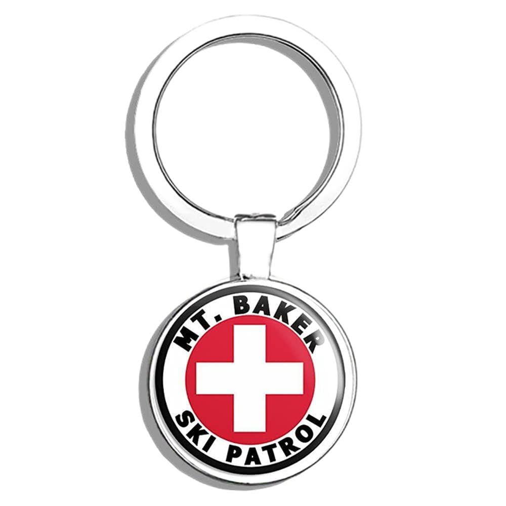 MT Baker Ski Patrol Double Sided Stainless Steel Keychain - Durable Key Ring Holder for Car Keys, House Keys & Key Finder - Perfect for Ski Enthusiasts & Outdoor Adventures