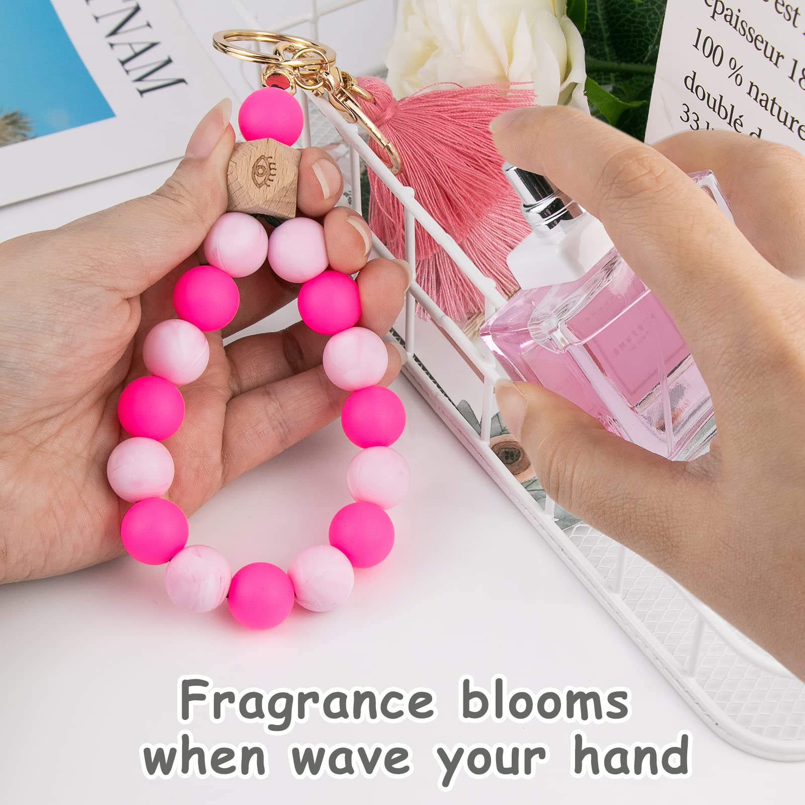 Beaded Keychain with Tassel - Stylish Silicone Key Ring Bracelet for Women | Boho Car Key Chain Wristlet | Perfect for Key Organization, Handbag Accessory & Gift Giving