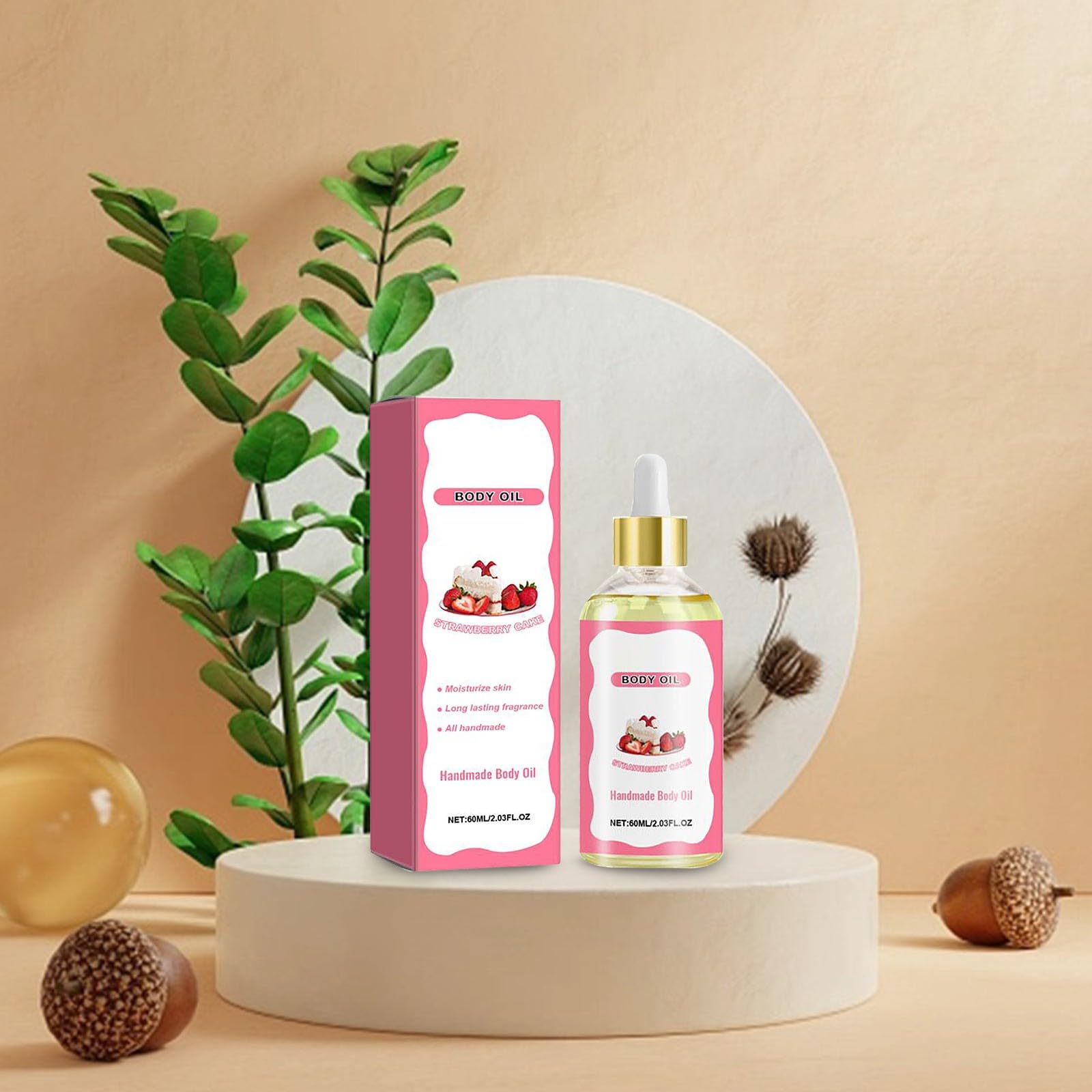 VEFSU 60ml Strawberry Scented Body Oil for Women - Moisturizing & Smoothing Skin Care with Long-Lasting Fragrance | Perfect for Dry Skin, Massage, Aromatherapy & Daily Hydration (One Size)