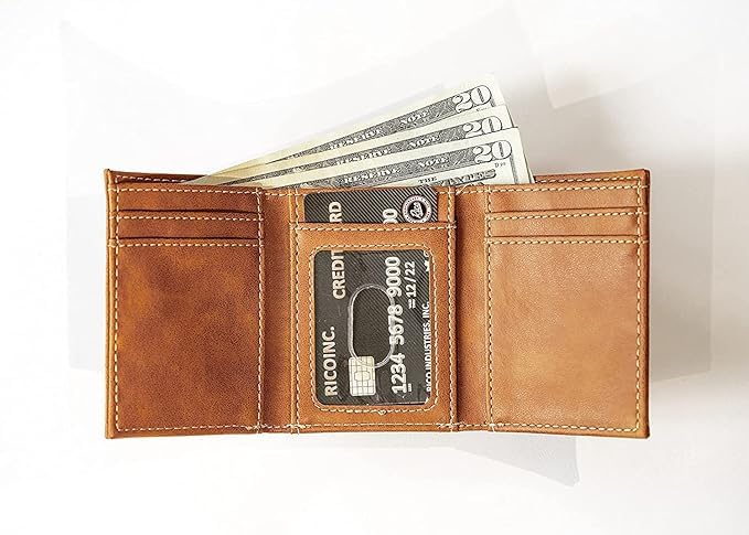 Premium Rockies Laser Engraved Genuine Leather Trifold Wallet for Men - Stylish RFID Blocking Billfold with ID Window - Perfect for Travel, Business & Everyday Use