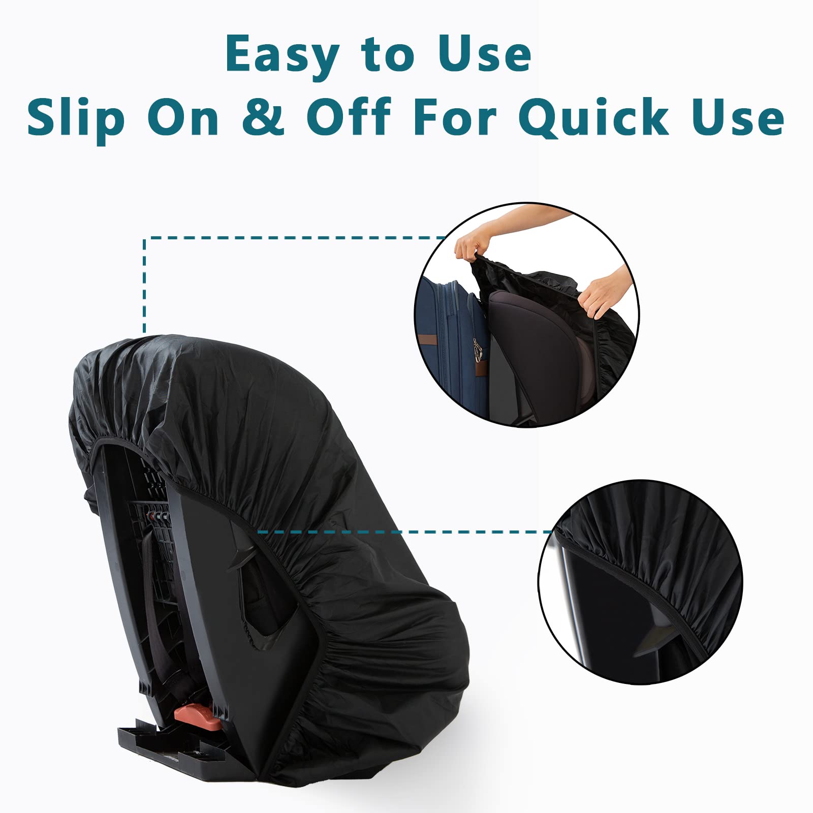Premium Waterproof & Dustproof Car Seat Cover for Air Travel - Sun Shade Protector Blocks Heat & UV Rays | Durable Gate Check Travel Bag for Baby Car Seats | Ideal for Airplane, Road Trips & Outdoor Adventures (Black)