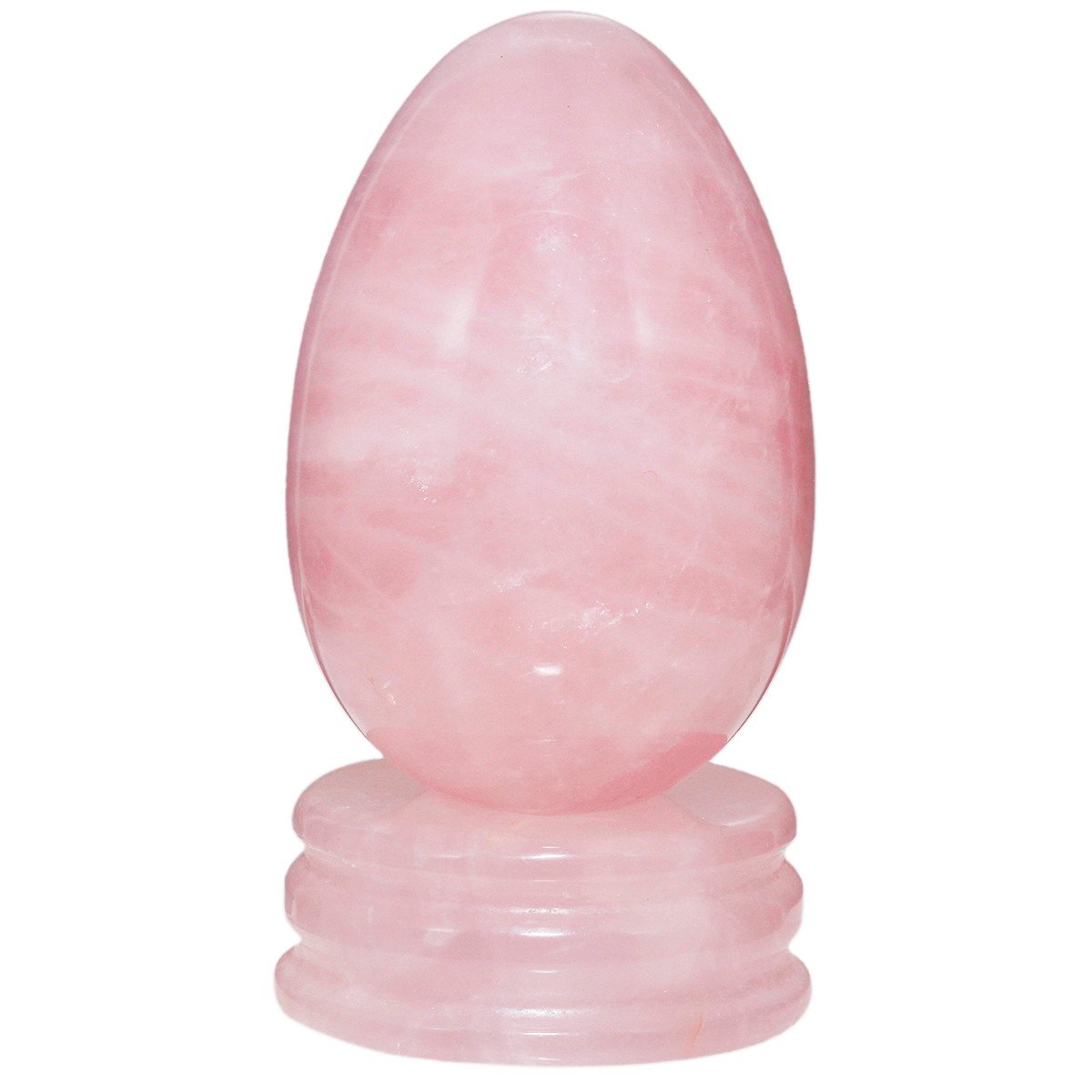 Healing Crystal Quartz Carved Egg with Stone Stand - Rose Quartz Reiki Figurine for Home Decor, Meditation & Spiritual Gifts