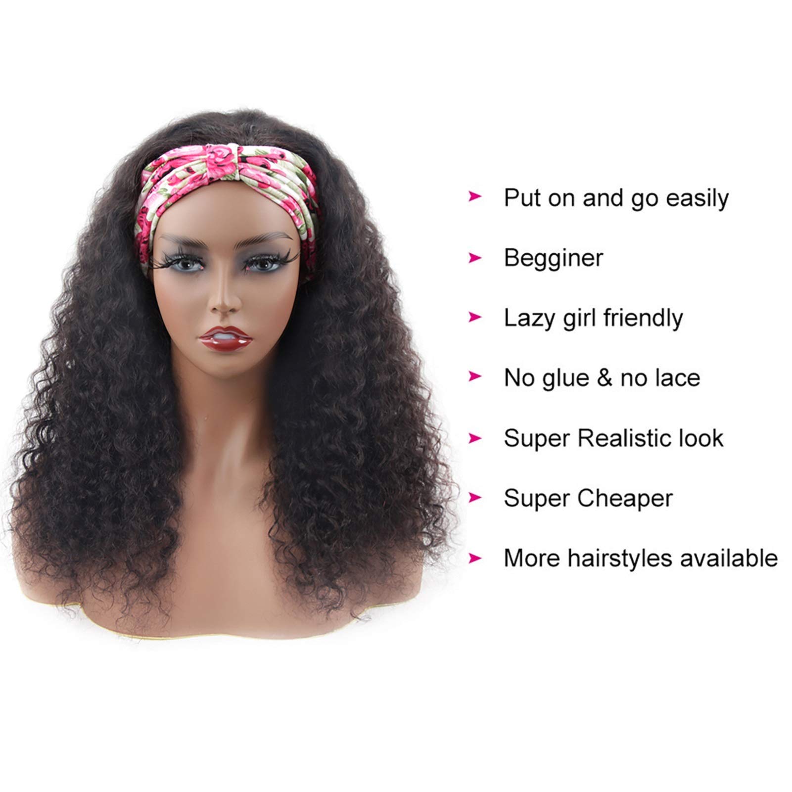 Brazilian Deep Water Wave Lace Front Wigs 26 Inch - 180% Density Human Hair Wigs with Headband for Black Women | No Gel, No Lace Front, Machine Made | Perfect for Daily Wear, Parties, and Special Occasions