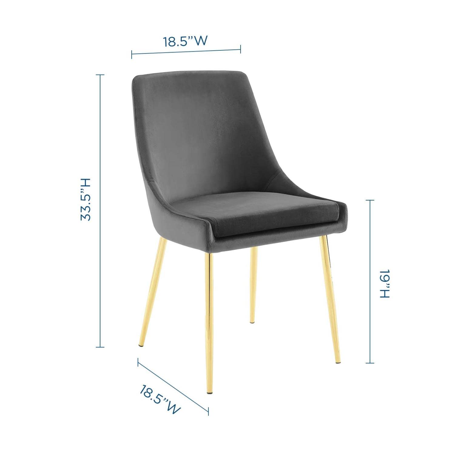 Modway Viscount Performance Velvet Dining Chairs - Set of 2, Gold Charcoal Upholstered Side Chairs for Kitchen, Dining Room & Home Decor