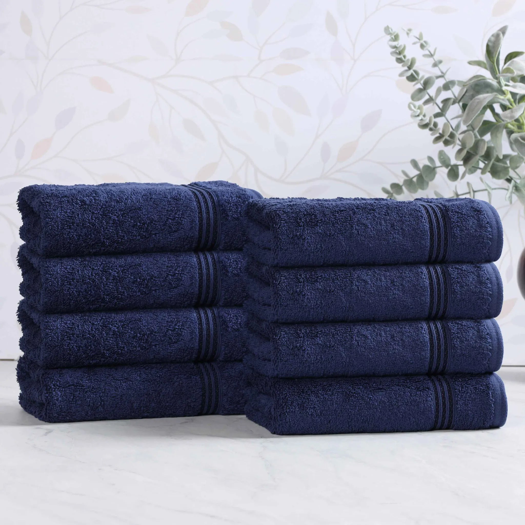 Premium 100% Egyptian Cotton Plush Hand Towels - Ultra Soft & Absorbent Bath Towel Set of 8 for Bathroom, Kitchen & Spa Luxury (24x16 Inches)