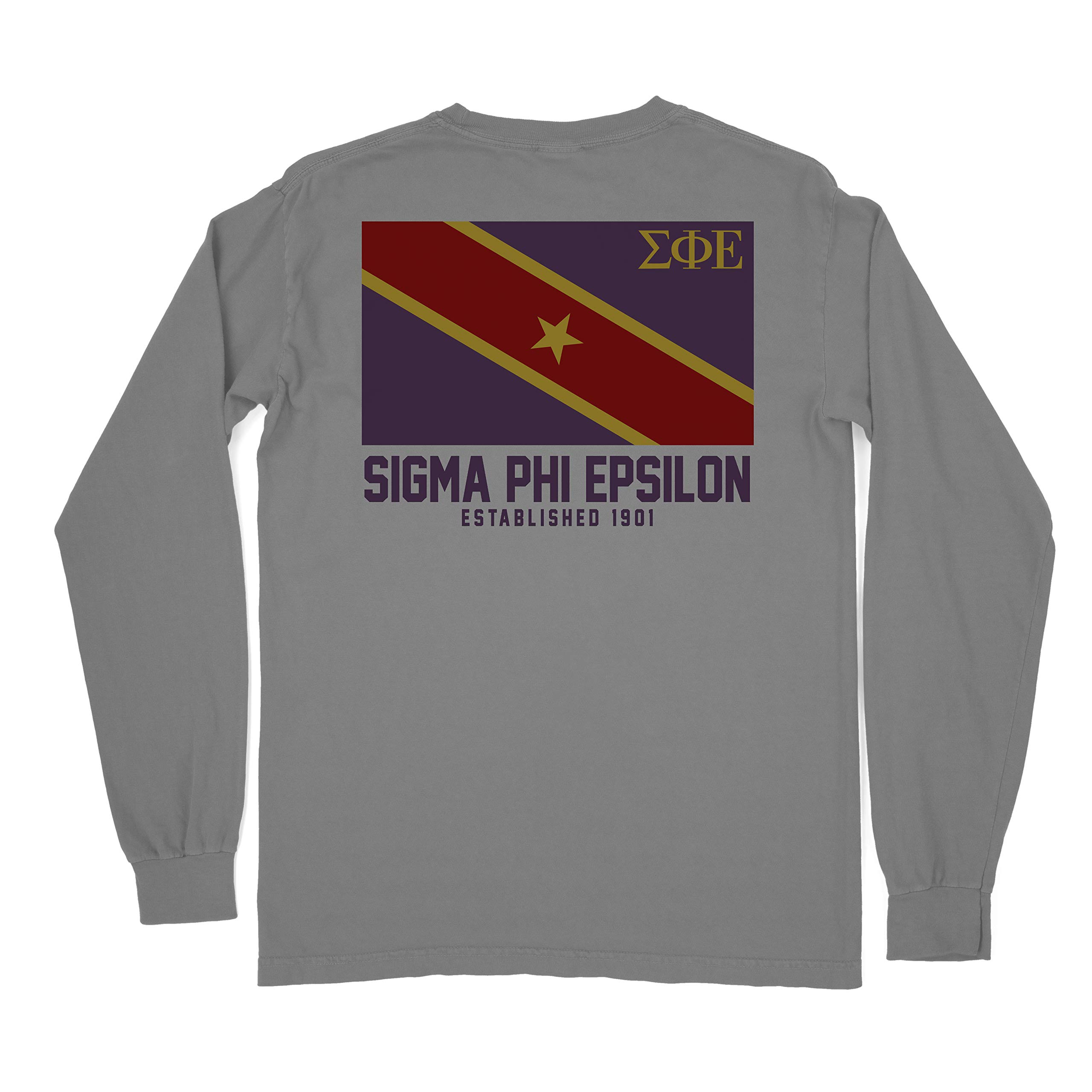 Sigma Phi Epsilon Fraternity Flag Comfort Colors Long Sleeve T-Shirt - Greek Life Apparel for Brotherhood Events, College Parties & Campus Pride
