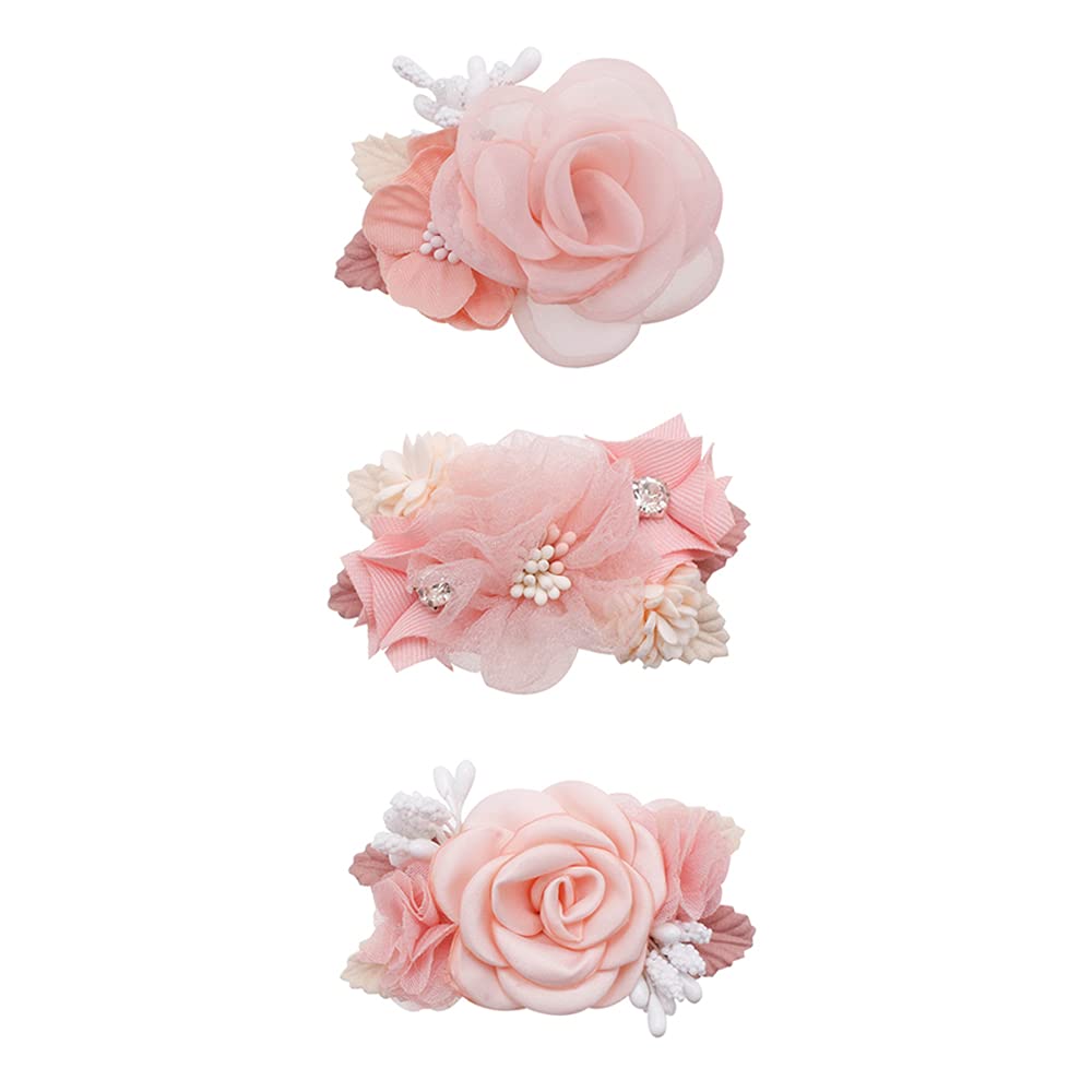 Lightweight Floral Hair Clips Set for Baby Girls & Toddlers - 3pcs Boutique Alligator Hair Bows with Fully Lined Design - Perfect Hair Accessories for Teens, Birthday Gifts & Special Occasions - Ideal for Parties, Weddings, and Everyday Wear