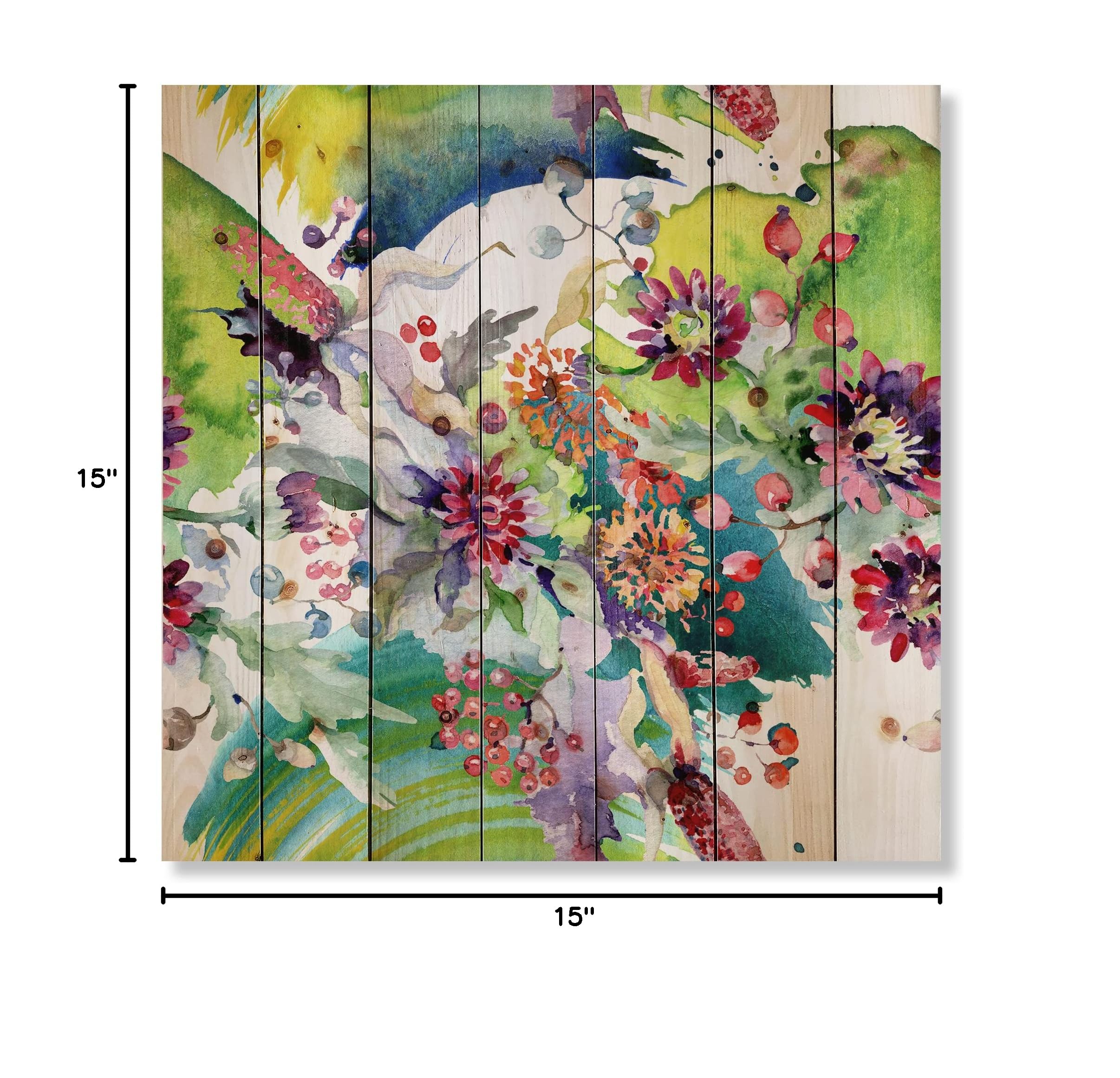 Vibrant Spring Leaves Wood Wall Art - Floral Pine Decor for Living Room