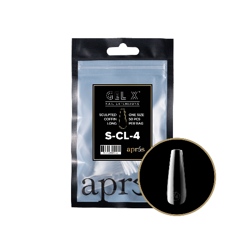 Apres Gel X Refill Tips 2.0 (50pcs) - Sculpted Long Coffin Nail Extensions for Professional Salon & DIY Manicure at Home