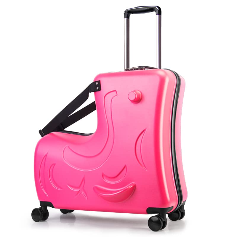Premium Toddler Ride-On Luggage with Ergonomic Handle & Secure Harness System - 21 Inch Carry-On Suitcase for Kids (Red) | AOWEILA Travel Gear - Perfect for Airplane Travel & Family Vacations