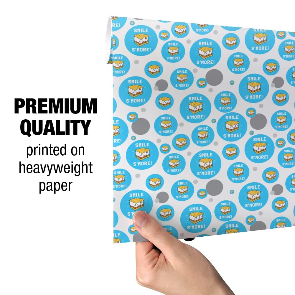 Smile S'More Funny Humor Gift Wrap Paper Roll - Perfect for Birthday, Christmas & Party Presents - 24