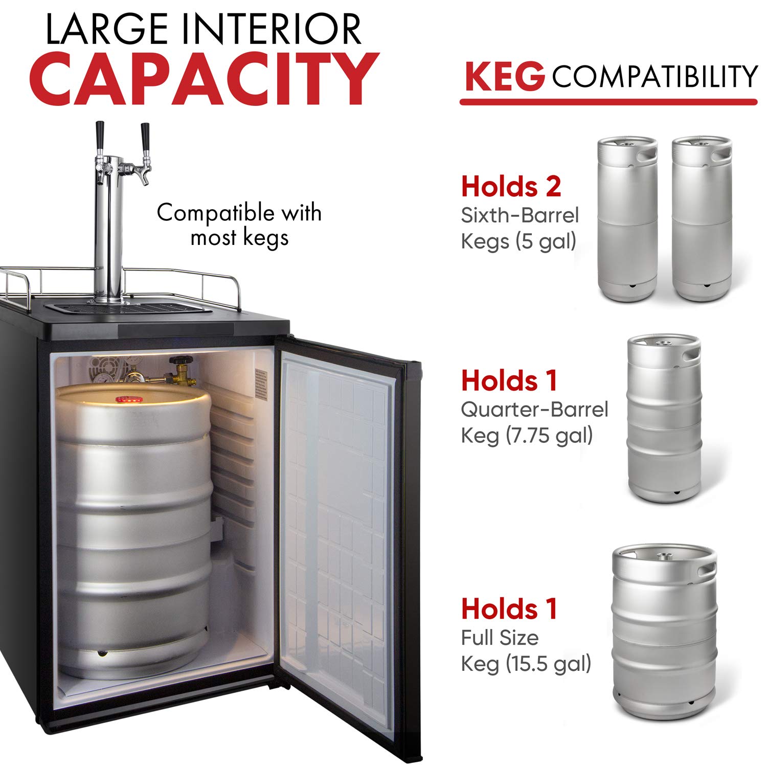 Kegco K209SS-2 Stainless Steel Keg Dispenser - Commercial & Home Beer Tap System for Parties, Bars, and Restaurants