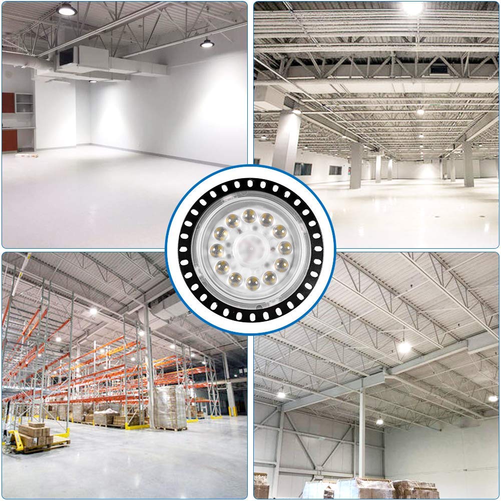 UFO LED High Bay Lights 50W 10000LM - 6000K-6500K Daylight White Ultra Thin Shop Light for Warehouse, Garage, Barn, Workshop, Gym, Factory & Retail Store Lighting