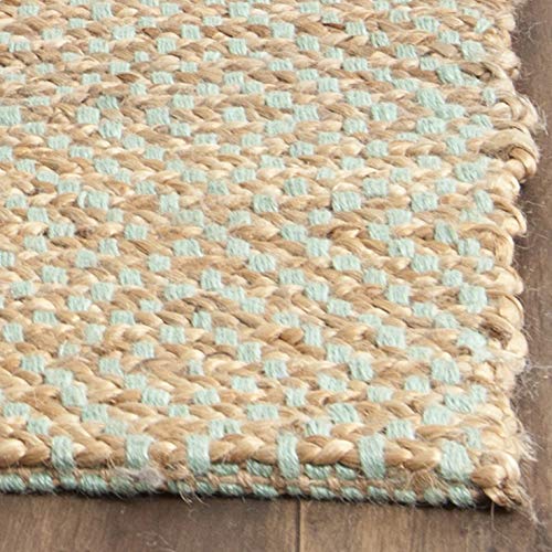 SAFAVIEH Handmade Jute Natural Fiber Accent Rug - 4' x 6' Natural & Green, Eco-Friendly Floor Mat for High Traffic Areas | Perfect for Entryway, Living Room, Bedroom, Home Office & Dining Room Decor (NF453A)