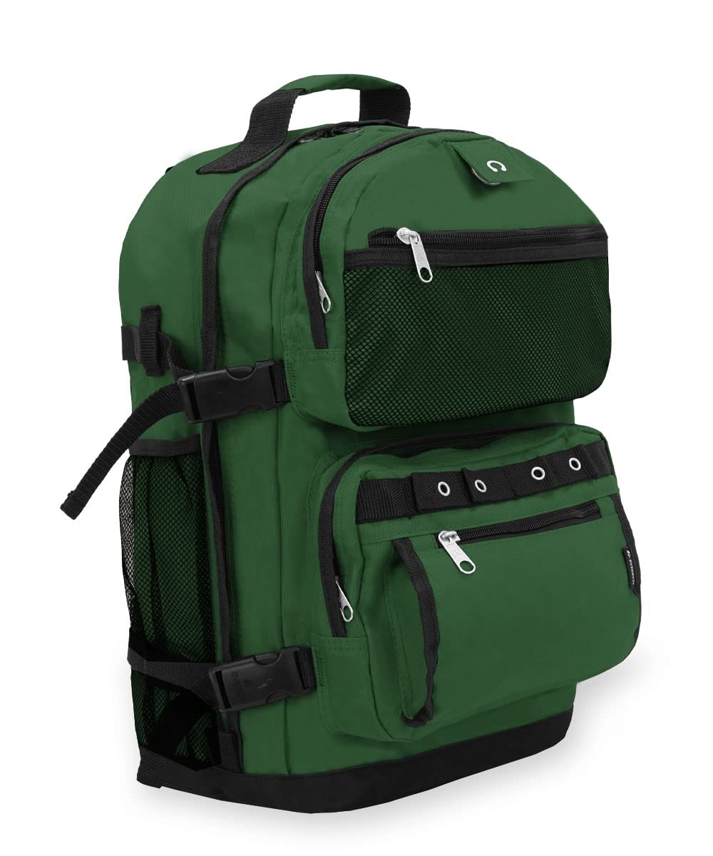 Everest Oversize Deluxe Travel Backpack - 50L Large Hiking Backpack with USB Charging Port, Water Resistant & Durable for Men Women - Perfect for Camping, Hiking, Business Trips & Air Travel (Dark Green)