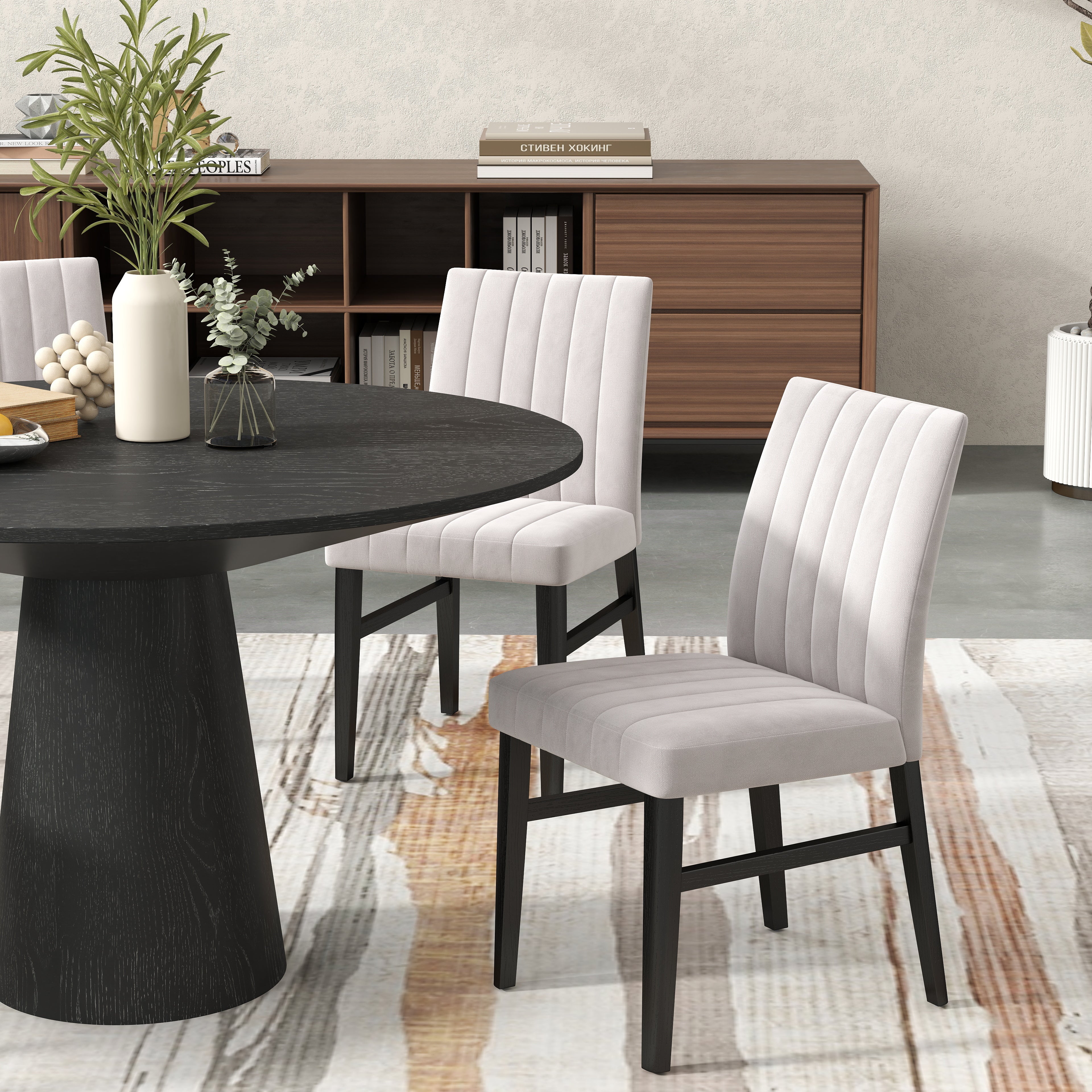 Roundhill Furniture Wendell Contemporary Upholstered Dining Chairs Set of 2 - Modern Kitchen & Dining Room Seating for Home & Restaurant Use
