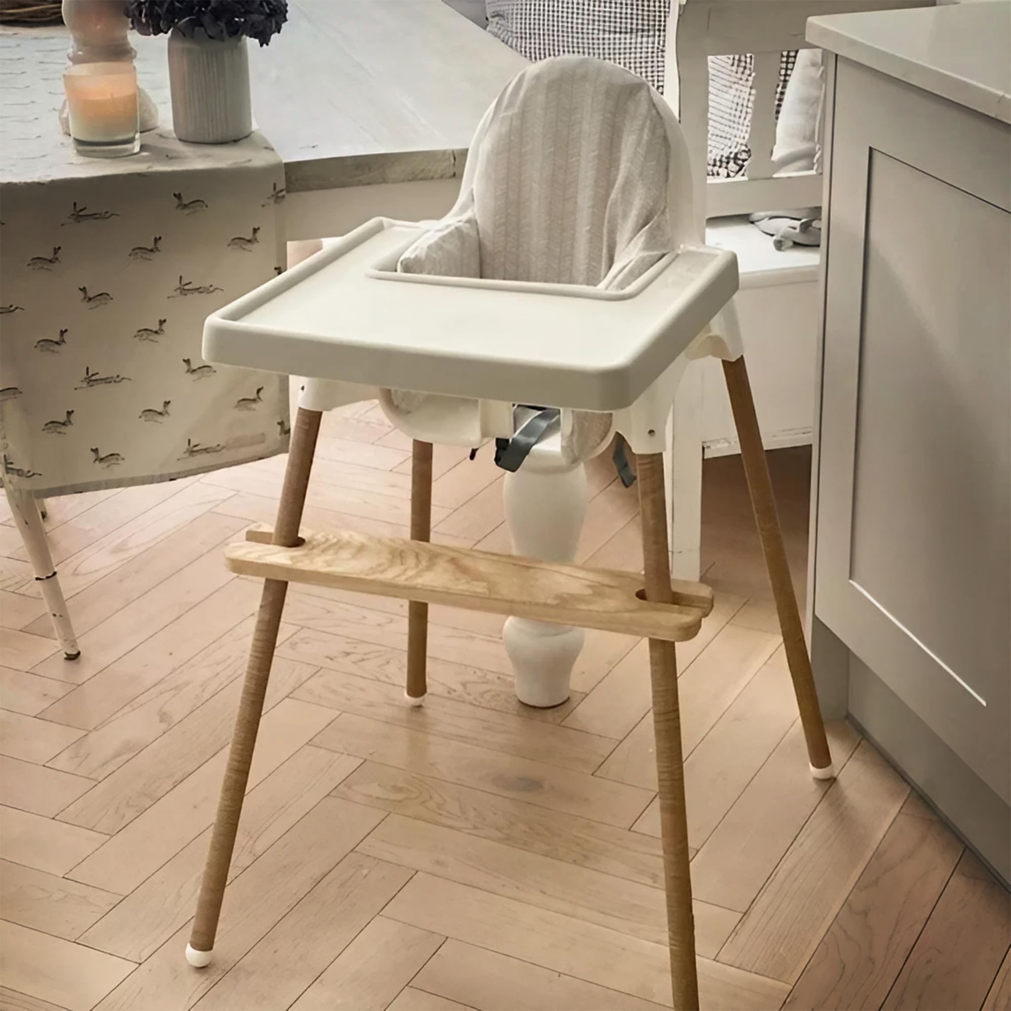 ANTILOP White High Chair Tray - Baby Finger Foods Silicone Placemat | Dishwasher Safe Toddler Feeding Mat for Highchairs | Perfect for Mess-Free Mealtime & Baby-Led Weaning