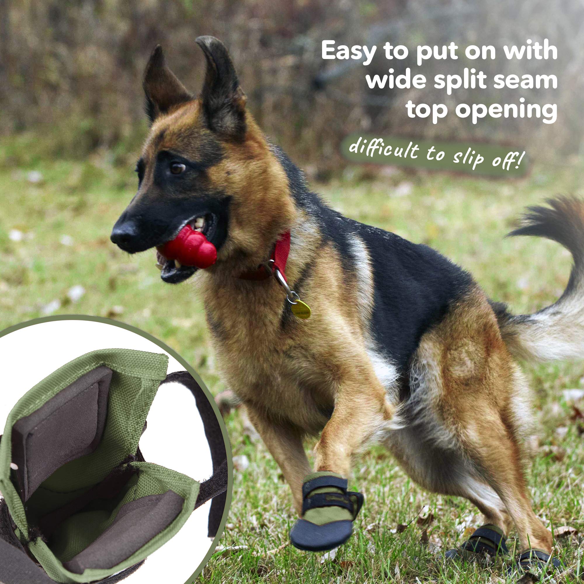 Durable Dog Boots for Large Dogs - Heat & Water Resistant Paw Protectors for Hot Pavement | Size 11 Green Light Duty Dog Shoes | Perfect for Walking, Hiking & Outdoor Adventures
