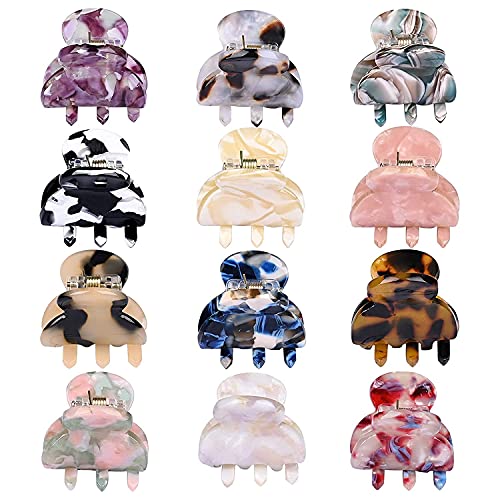 WHISKET Small Acrylic Hair Claw Clips - 6 Pack for Women & Girls - Non-Slip Hair Clips for Ponytails, Buns & Updos - Perfect for School, Work & Everyday Hairstyles