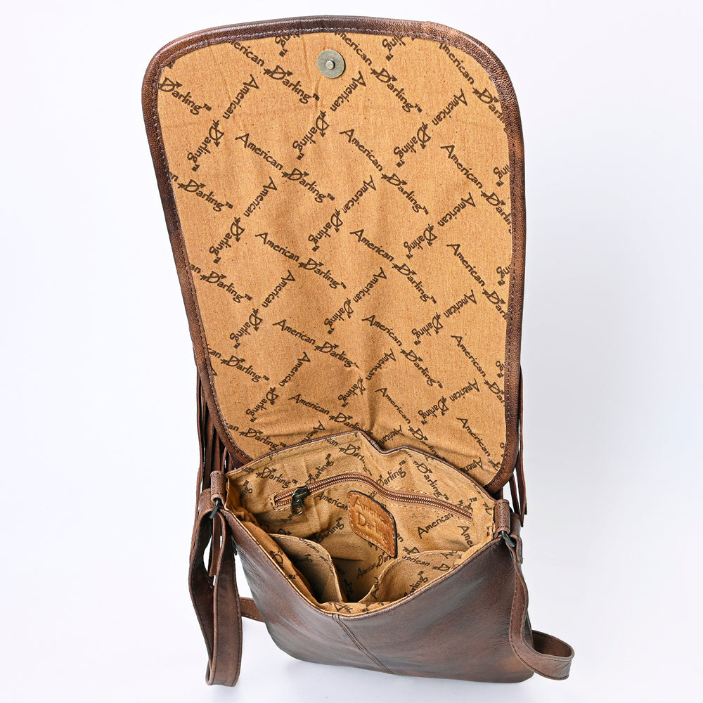 American Darling ADBG1074 Genuine Leather Women's Western Handbag - Hand Tooled Hair-On Cowhide Purse for Cowgirl Style, Rodeo Events & Country Fashion Accessories